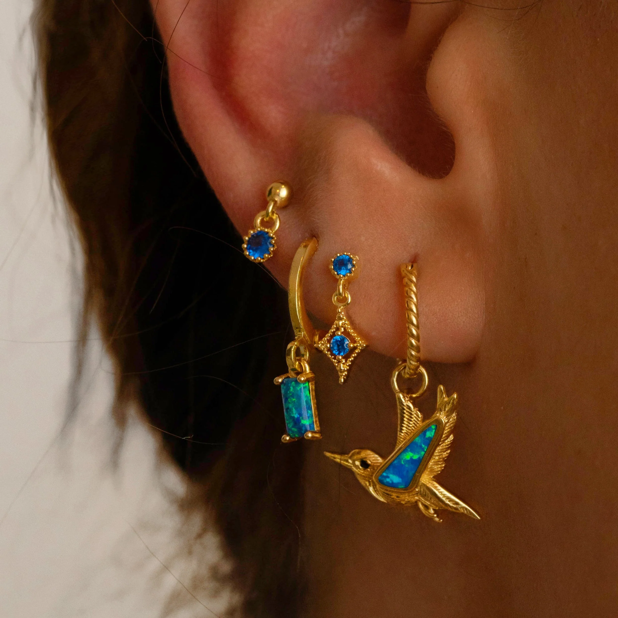 Bohemian Blue Opal Hummingbird Earring (I'm Not Perfect) - Image 2