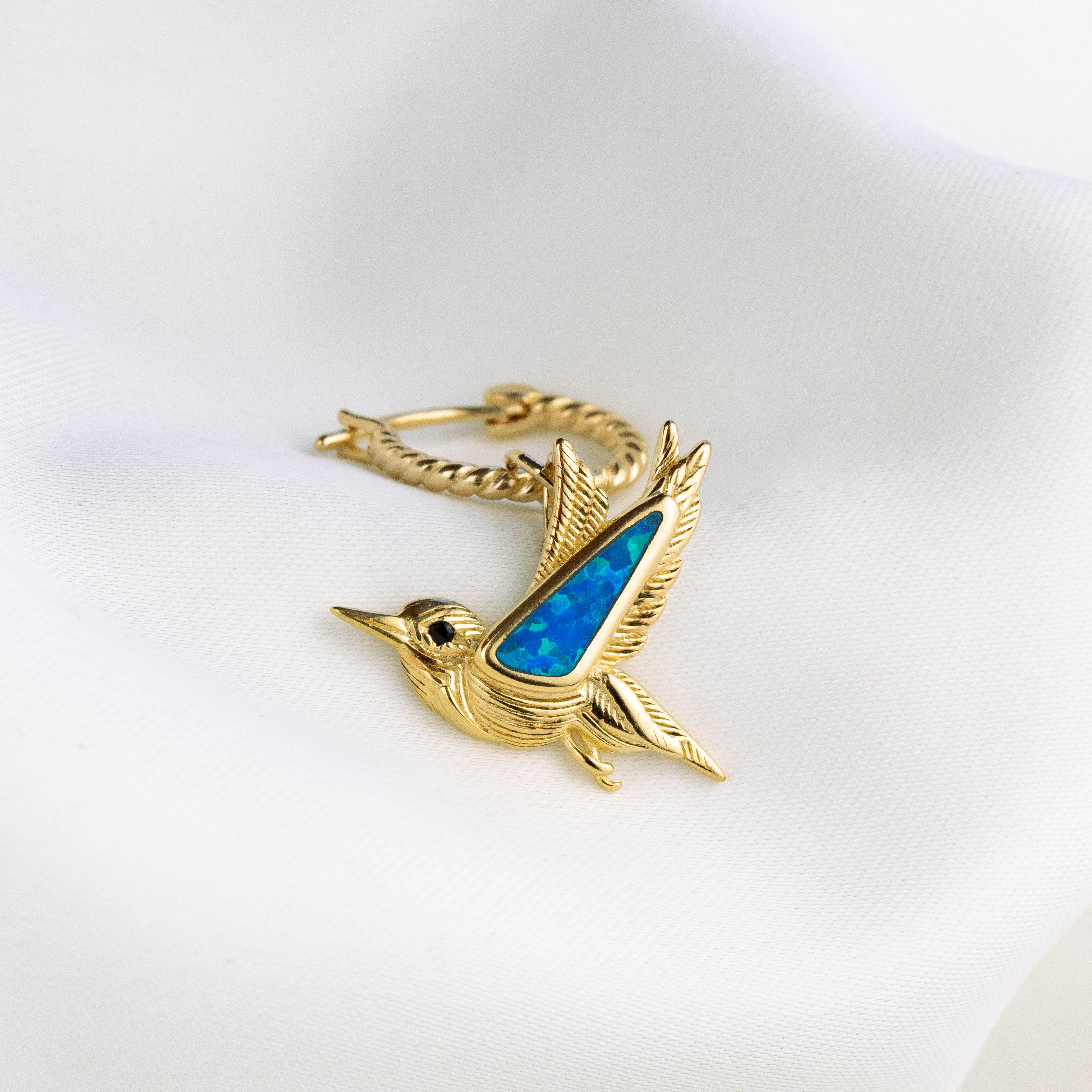 Bohemian Blue Opal Hummingbird Earring (I'm Not Perfect) - Image 3