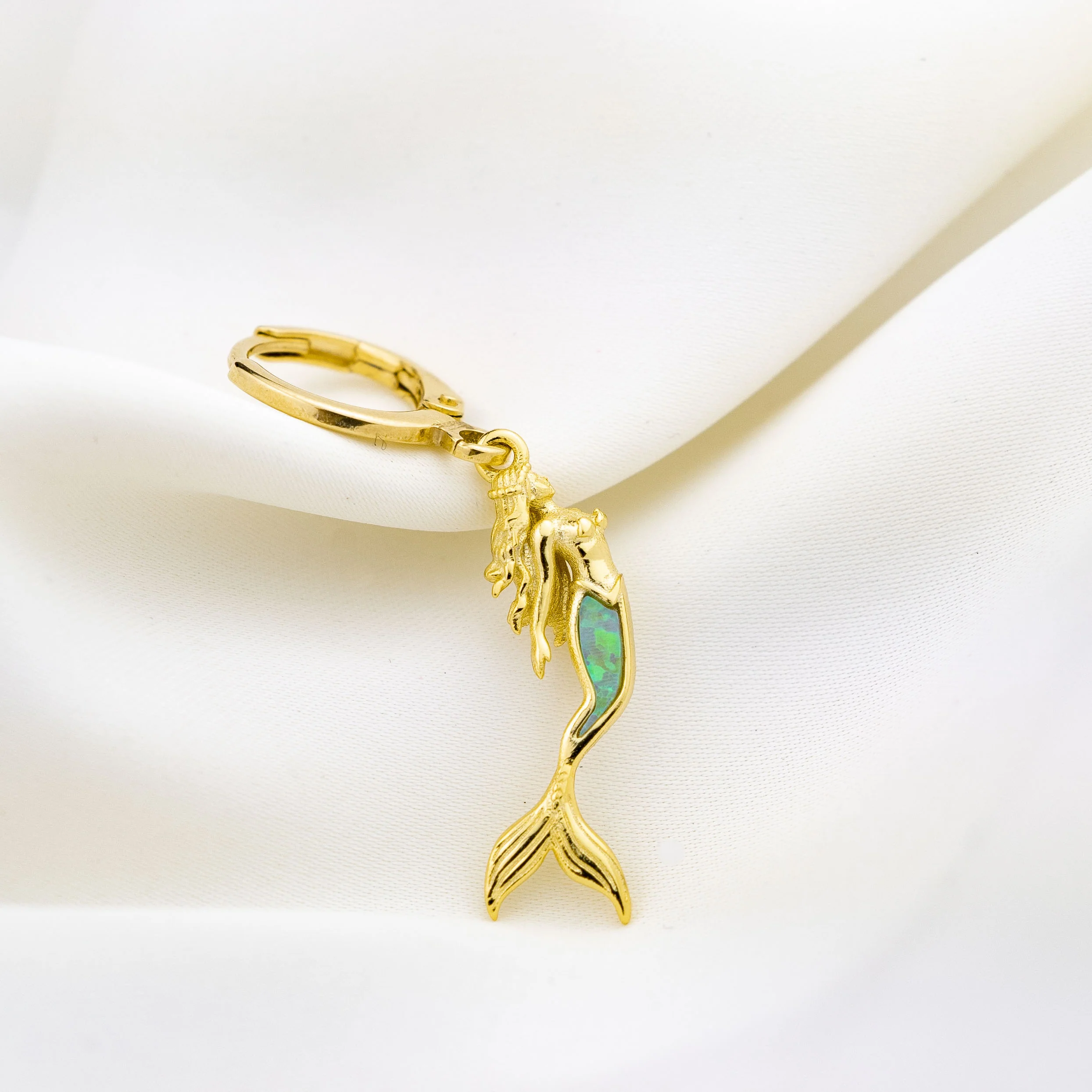 Bohemian Green Opal Mermaid Earring - Image 3