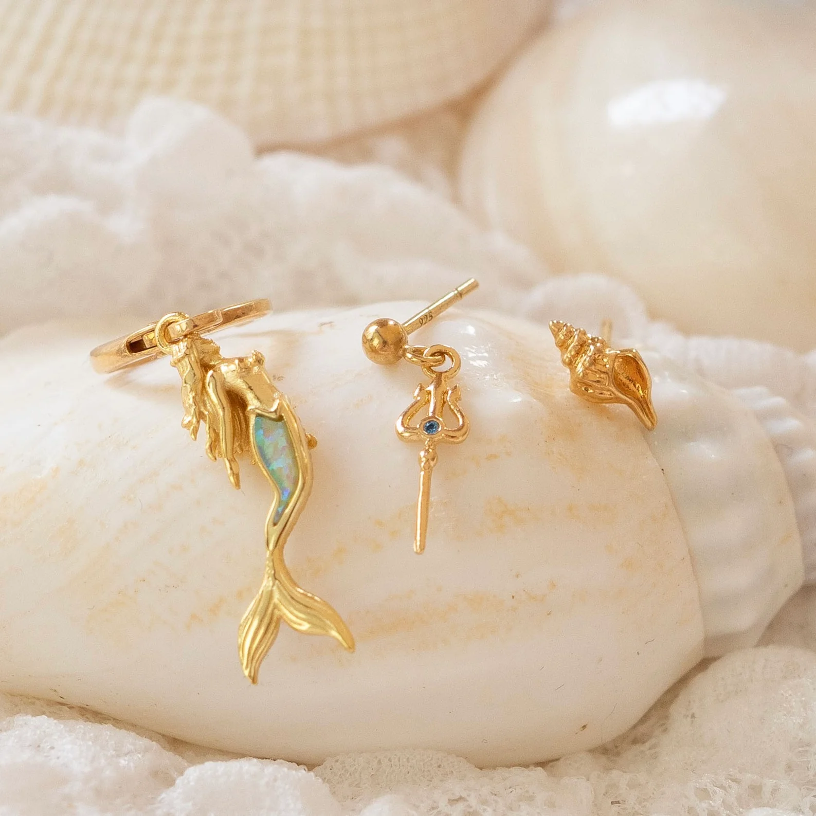Bohemian Green Opal Mermaid Earring - Image 4