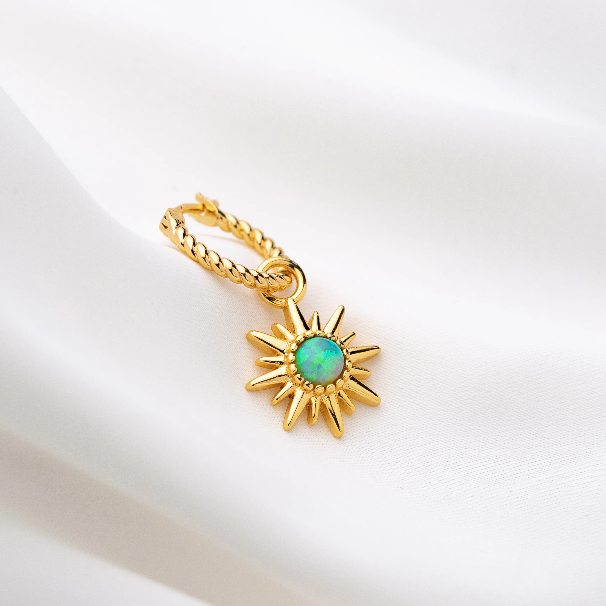 Bohemian Green Opal Sun Earring