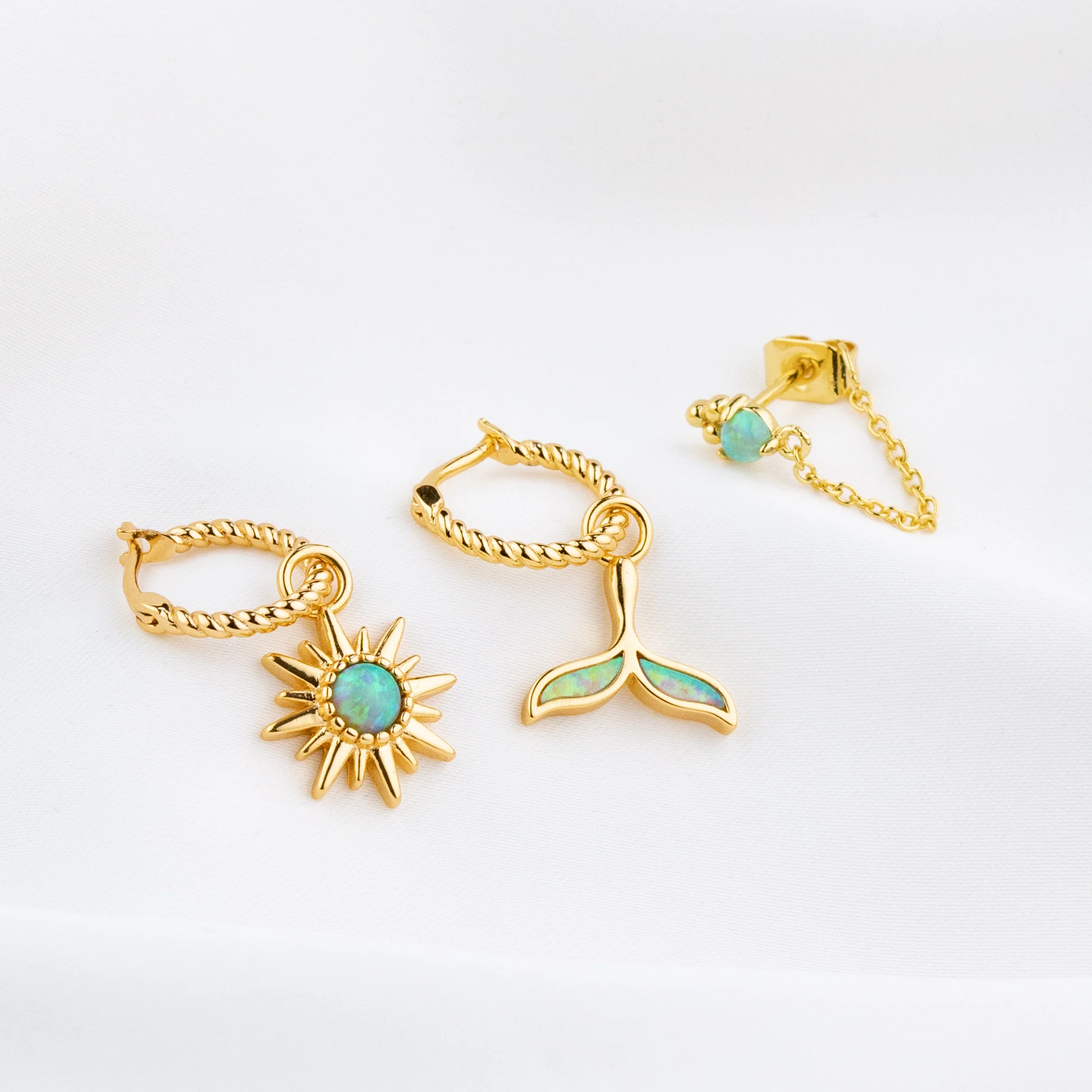 Bohemian Green Opal Sun Earring - Image 5