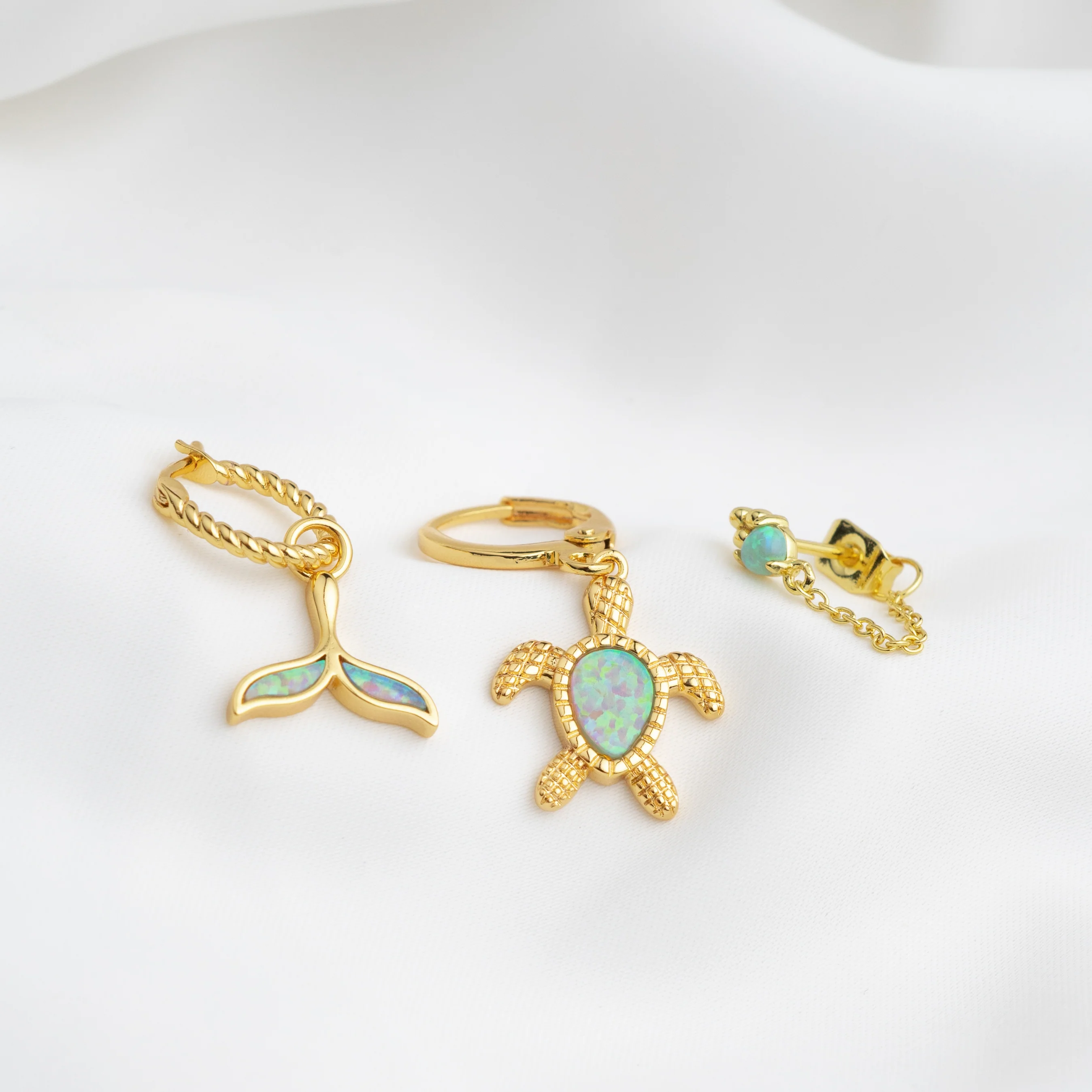 Bohemian Green Opal Turtle Earring - Image 2