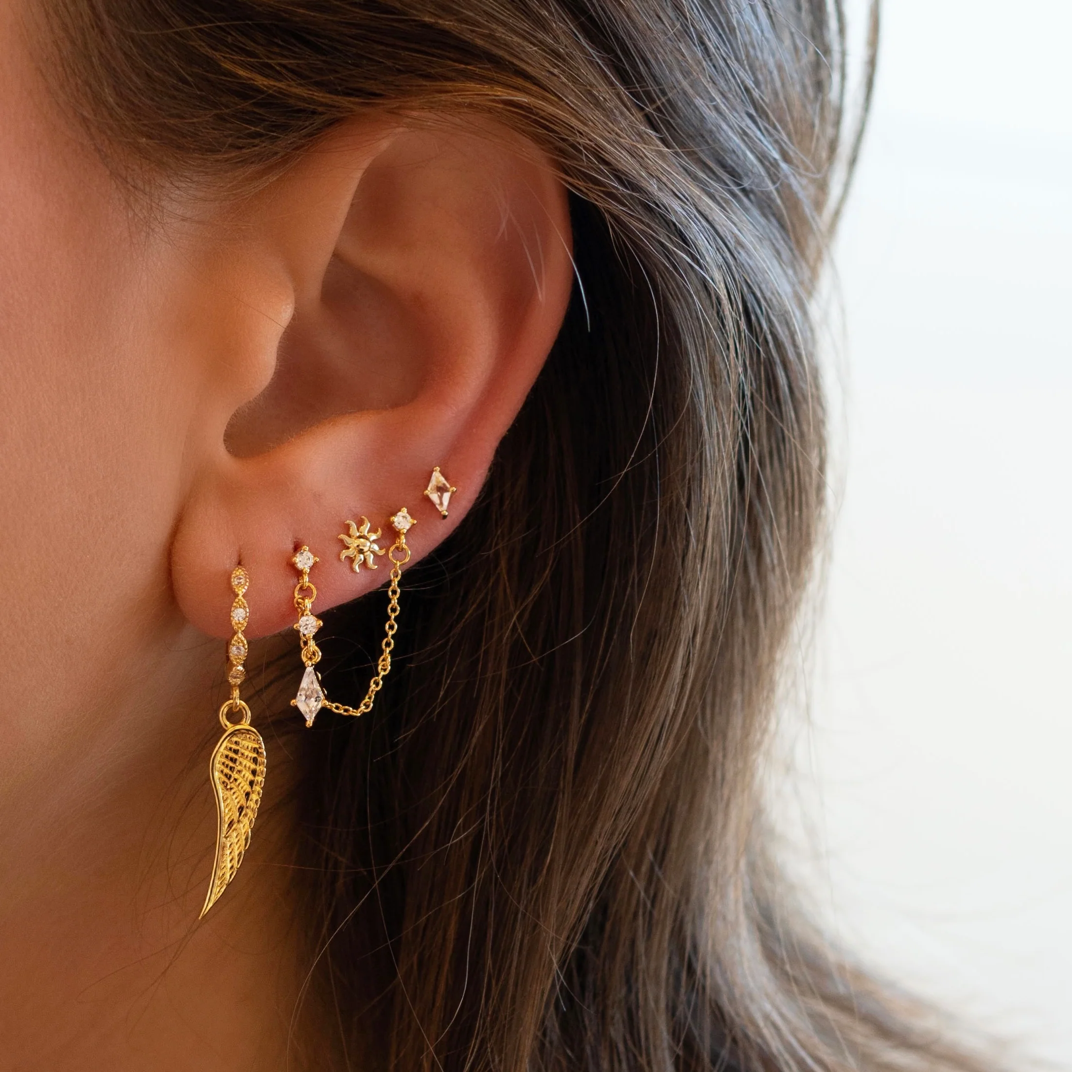 Diamond Drop Chain Earpin - Image 2