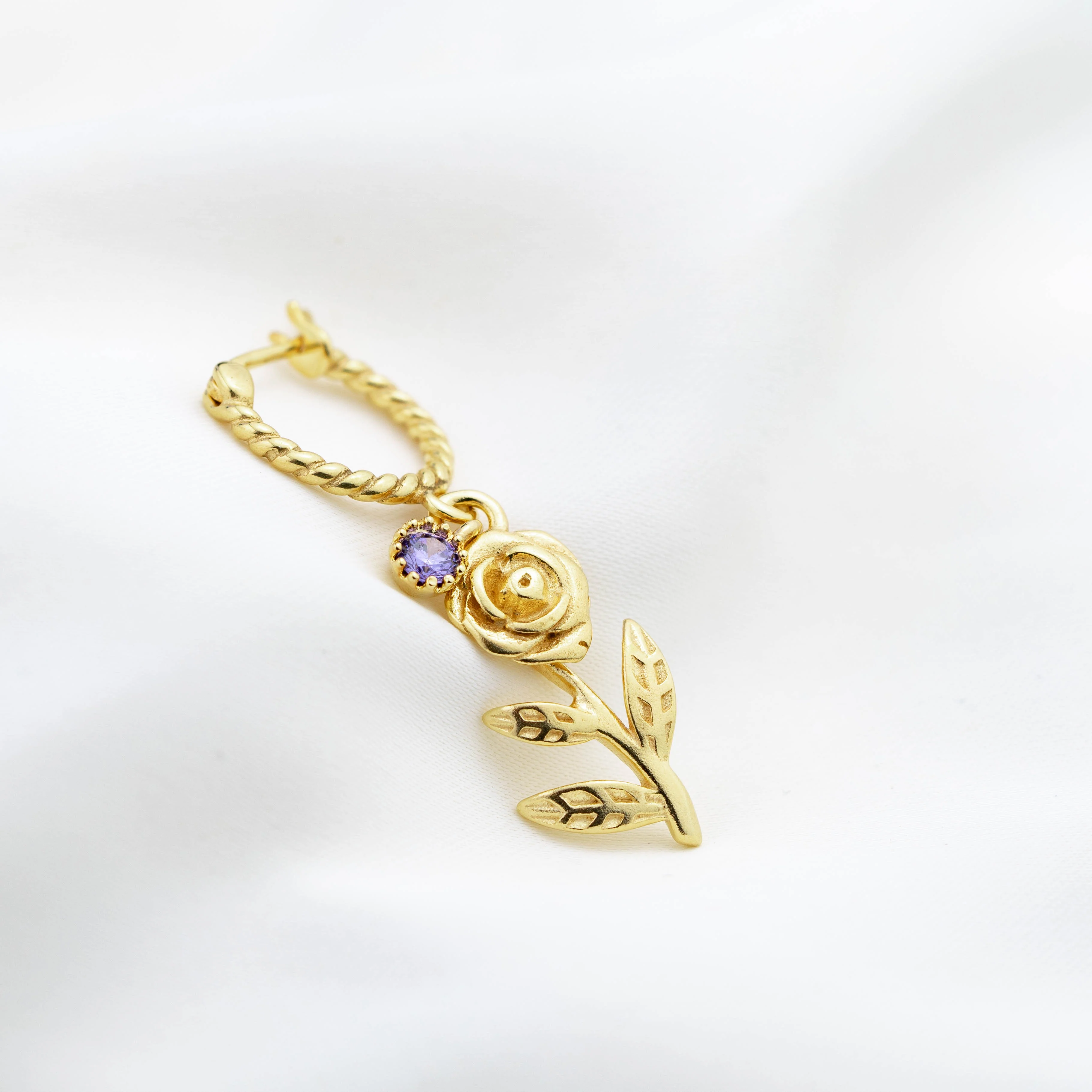 Golden Rose Purple Detail Earring