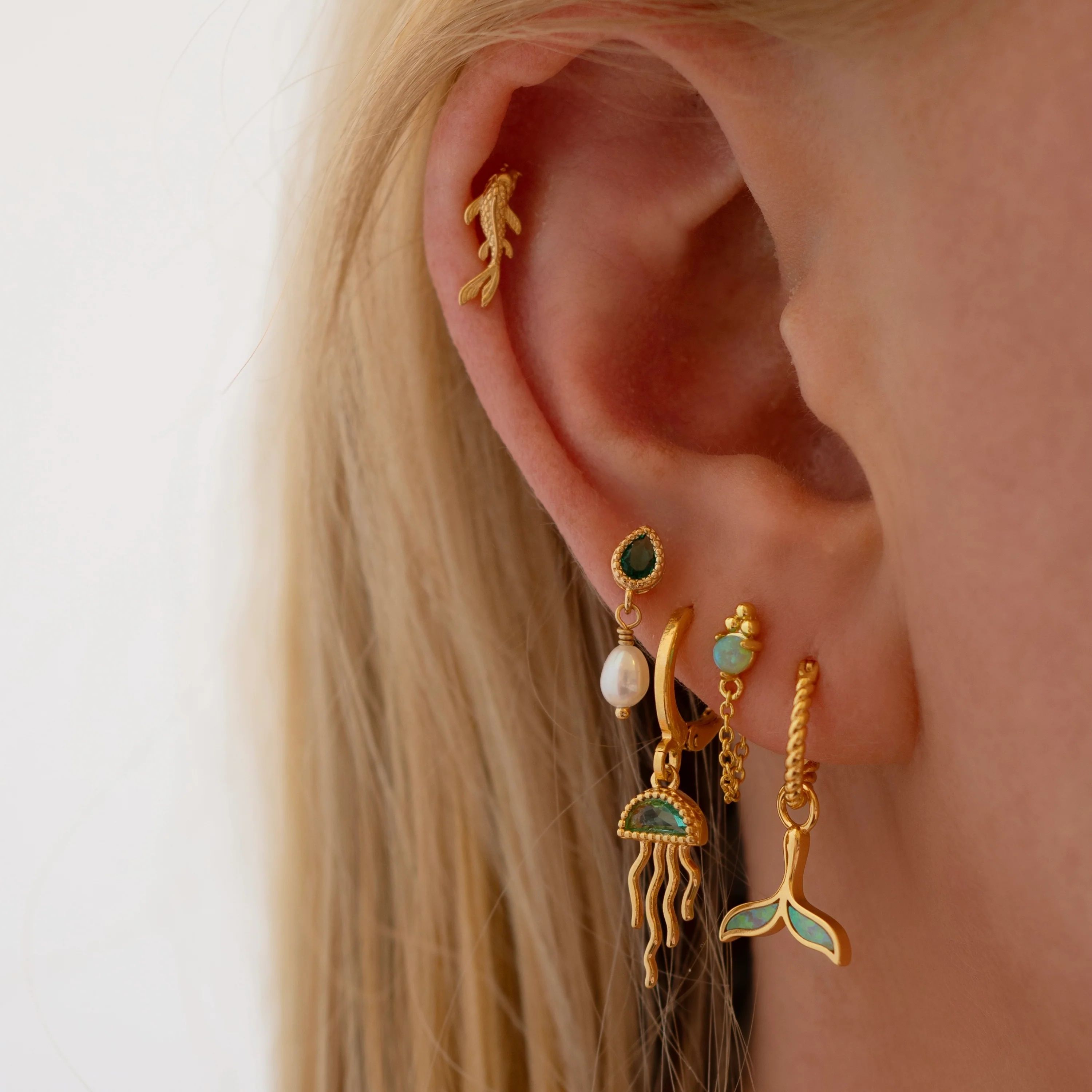 Green Opal Whale Tail Earring - Image 5