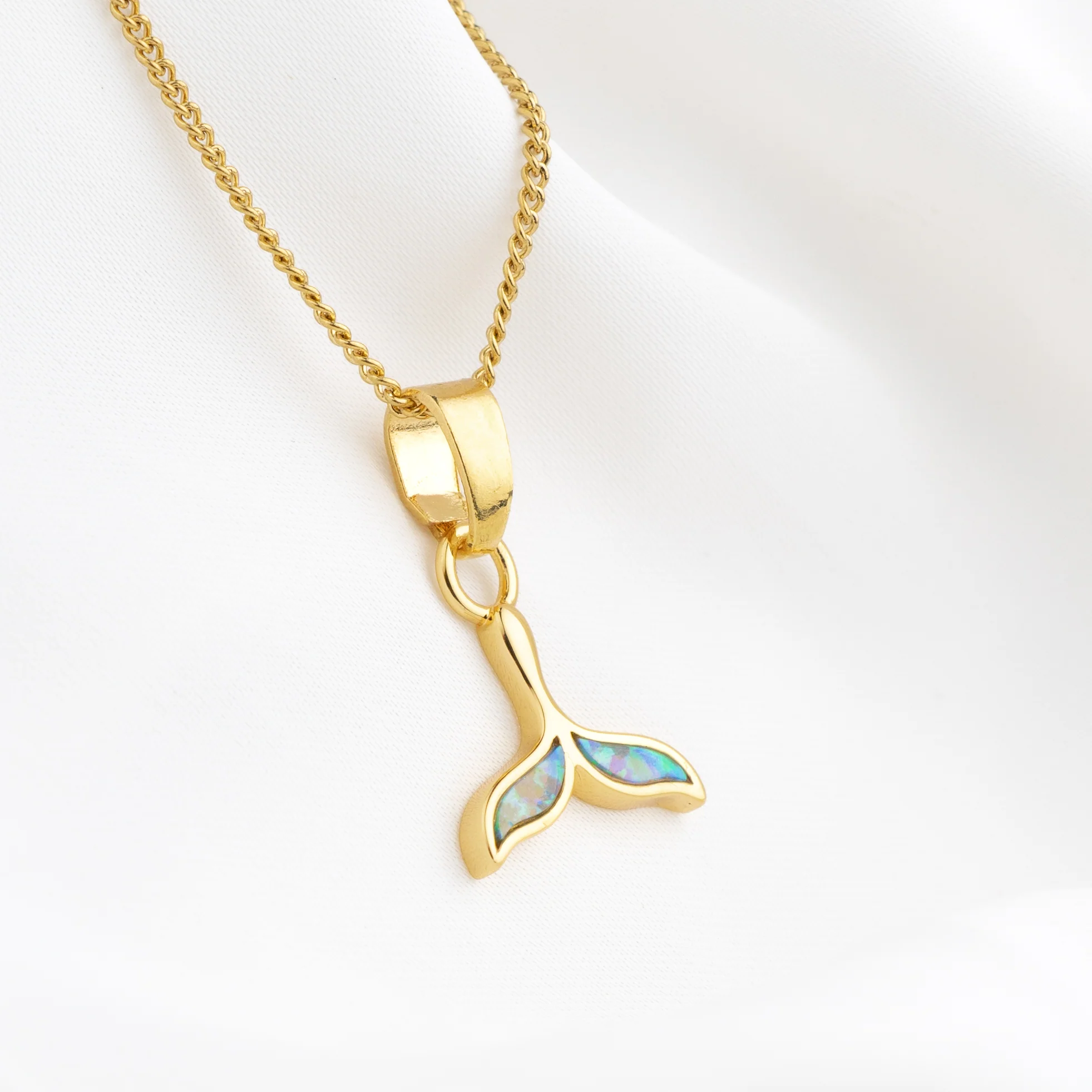 Green Opal Whale Tail Necklace - Image 3