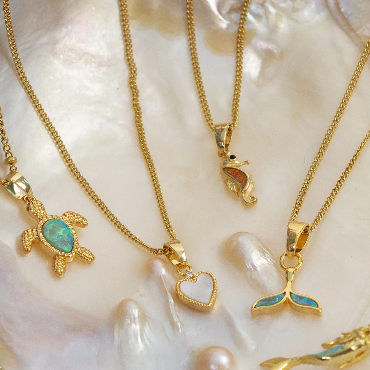 Green Opal Whale Tail Necklace - Image 5