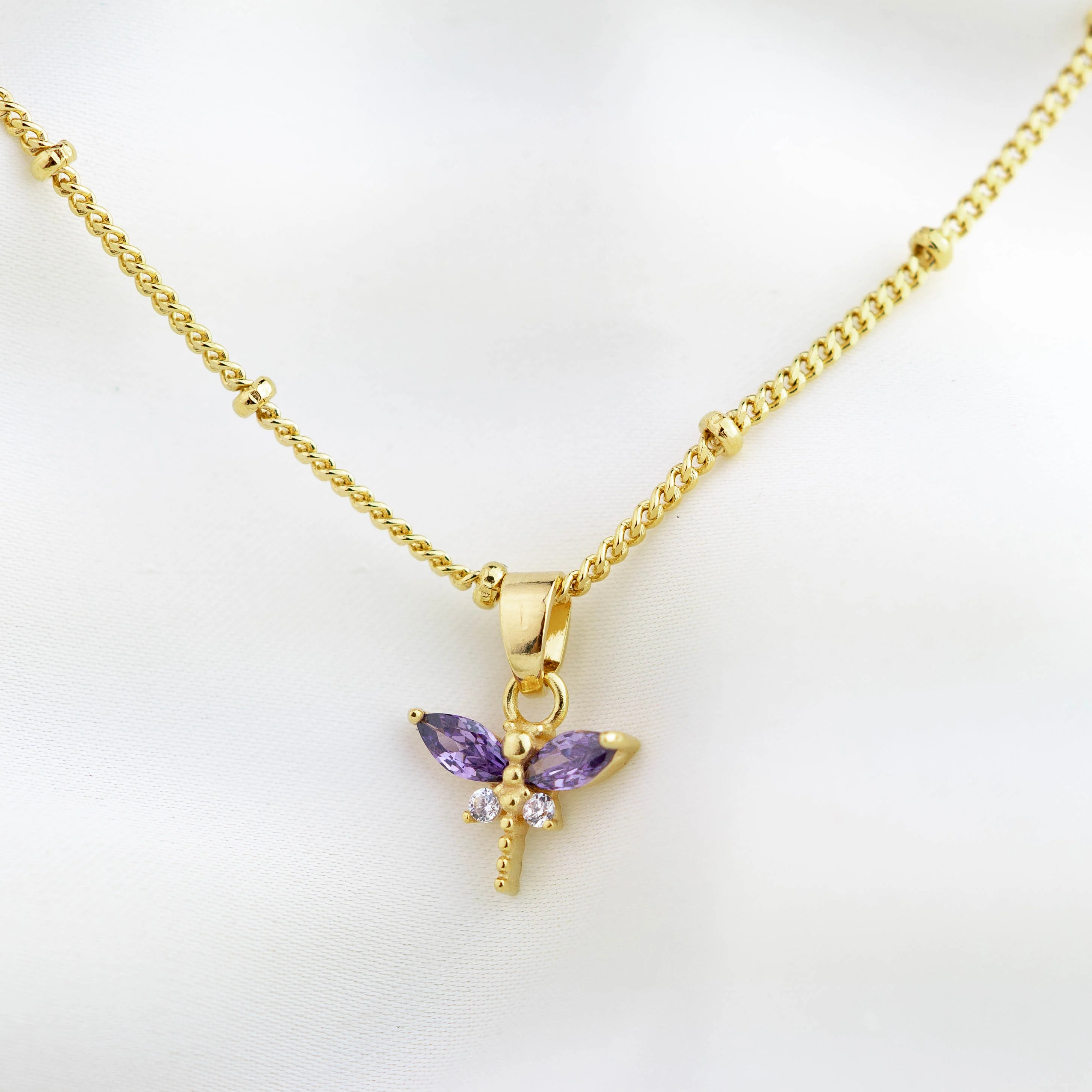 Purple Dragonfly Necklace