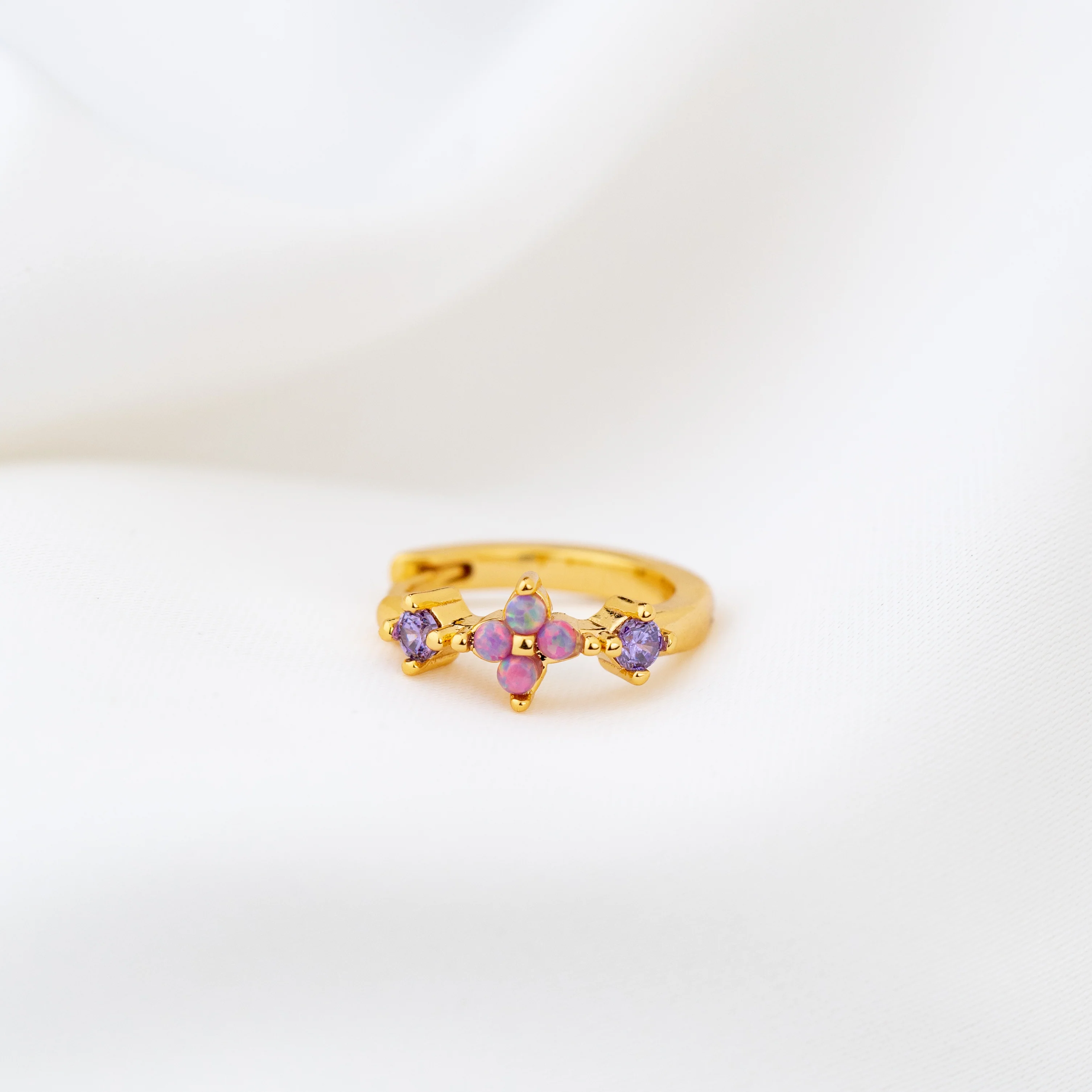 Purple Opal Blossom Hoop