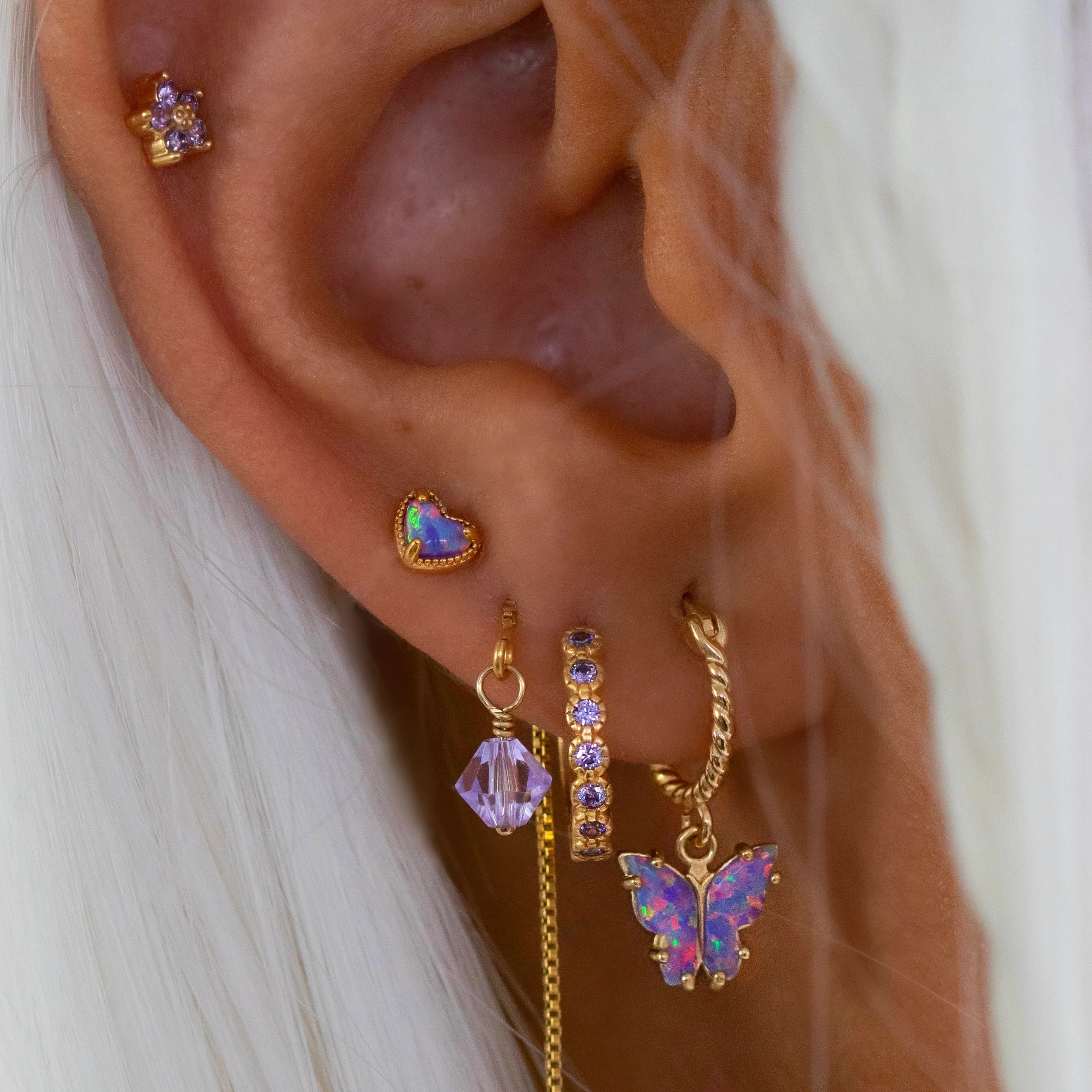 Purple Opal Heart Stud - Image 2