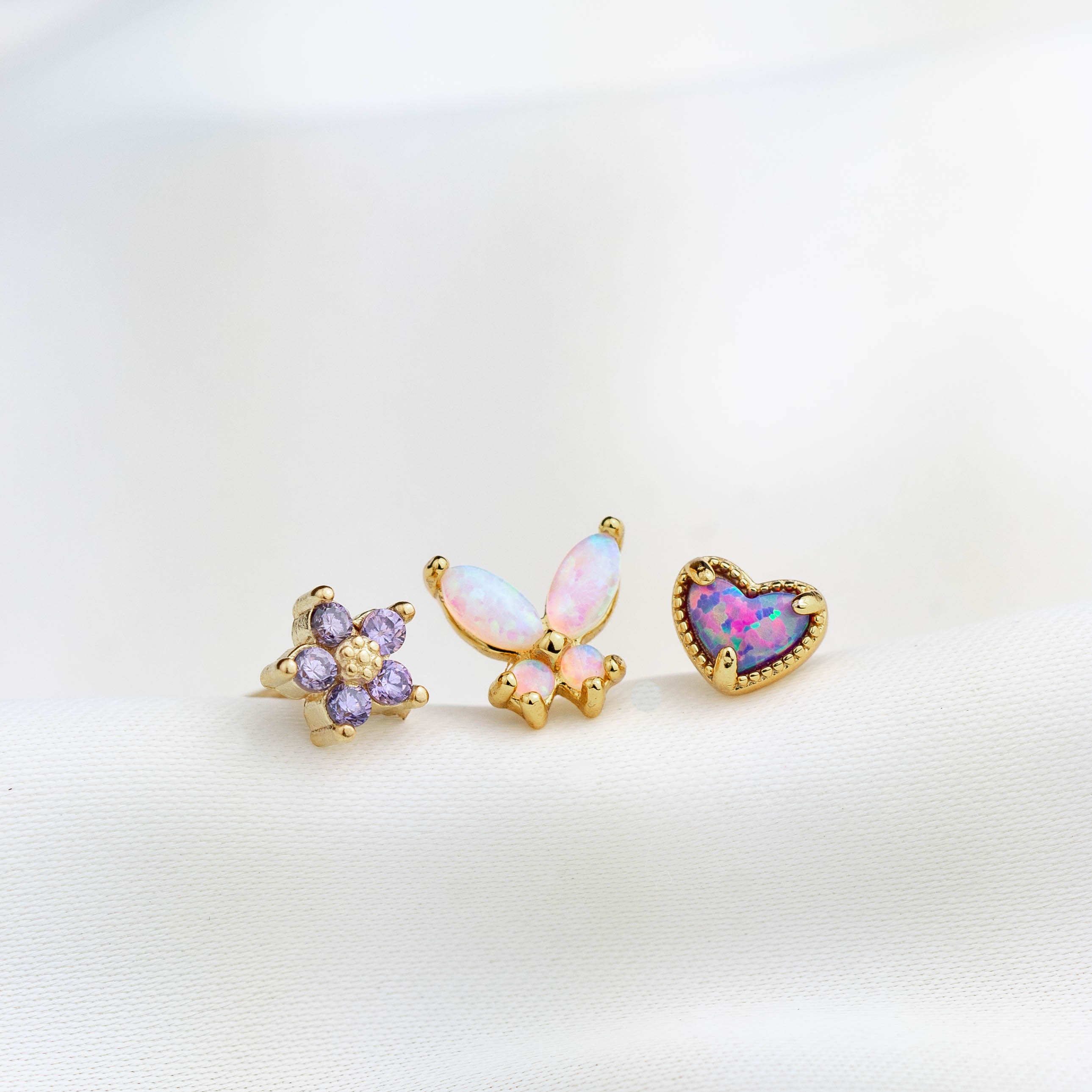 Purple Opal Heart Stud - Image 4