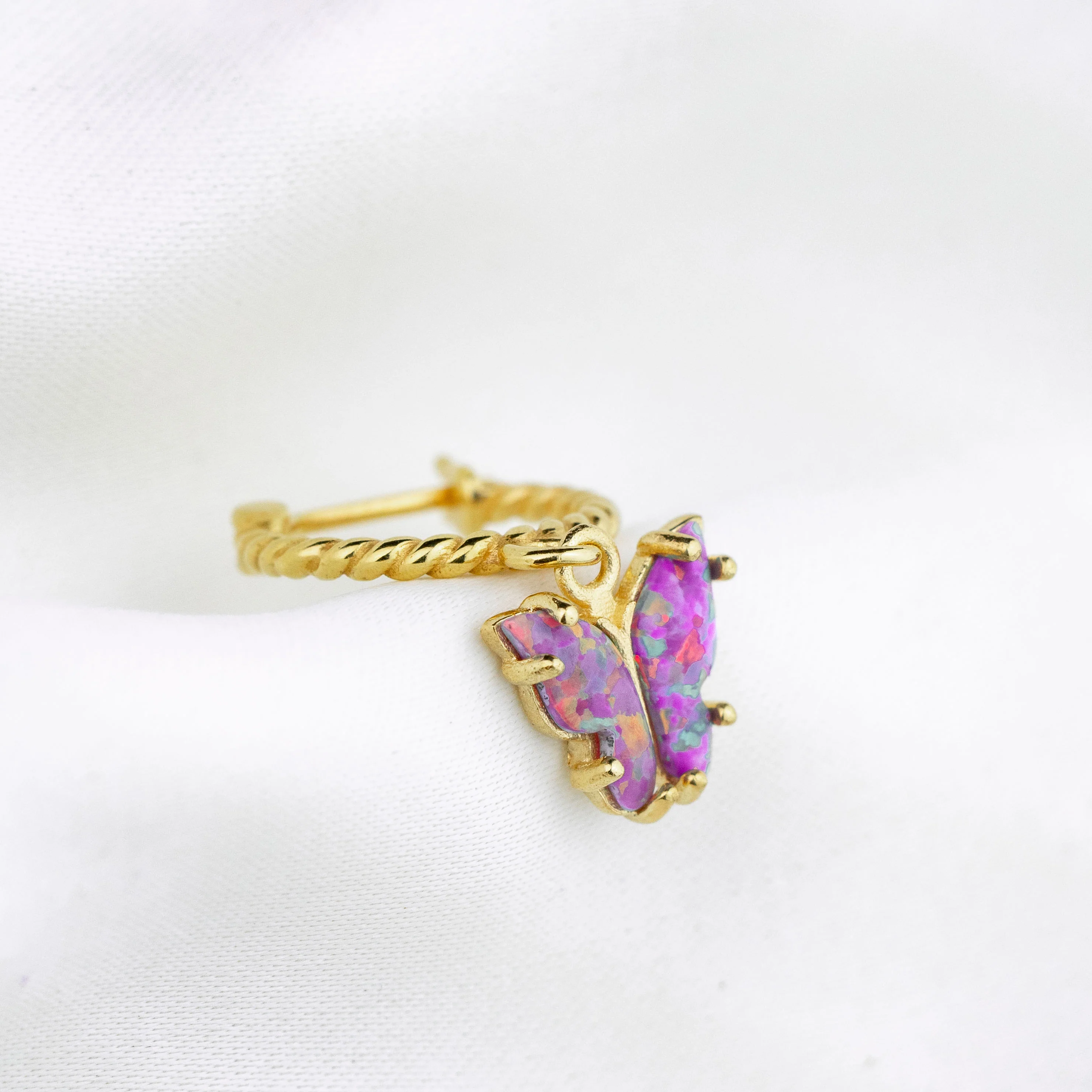 Purple Opal Wings Butterfly Earring - Image 3