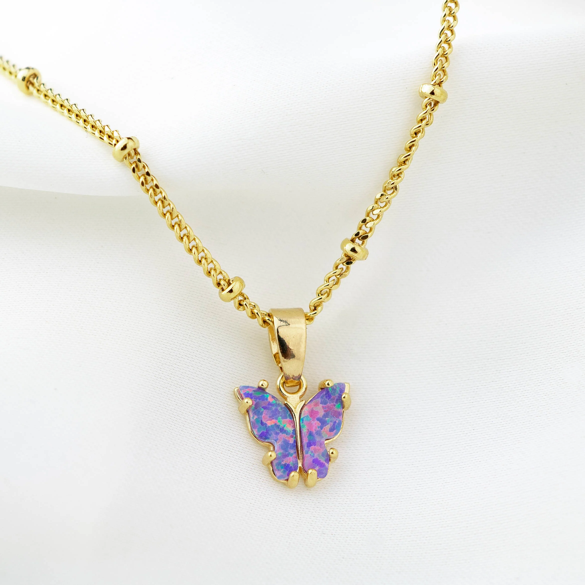 Purple Opal Wings Butterfly Necklace - Image 4