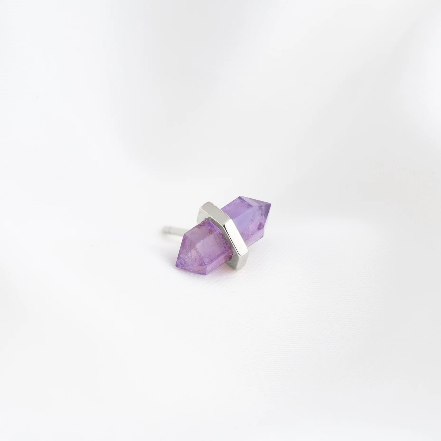 Silver Amethyst Crystal Stud - Image 2
