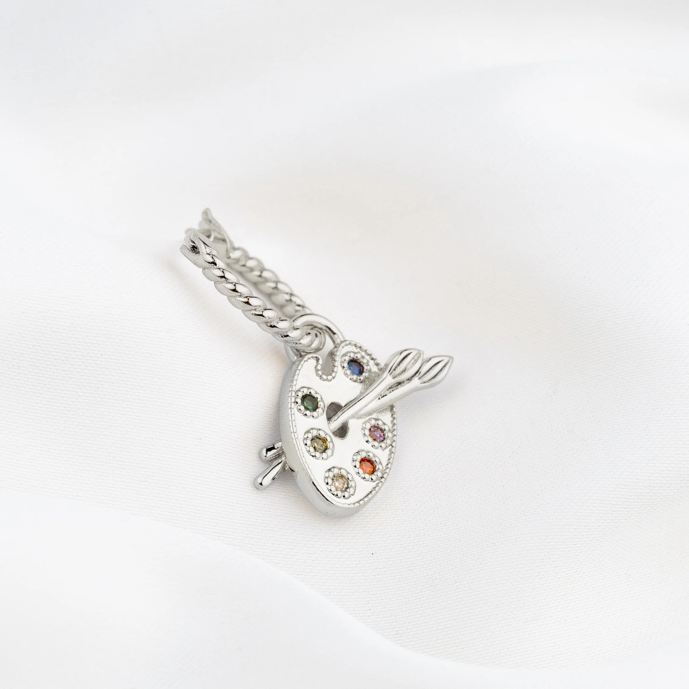 Silver Artists' Palette Earring