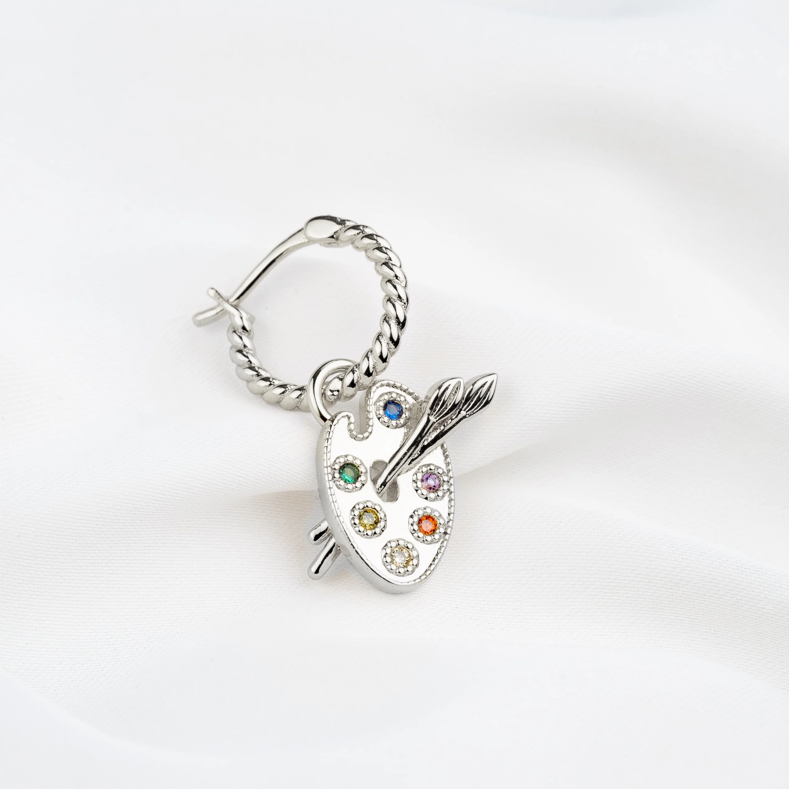 Silver Artists' Palette Earring - Image 2