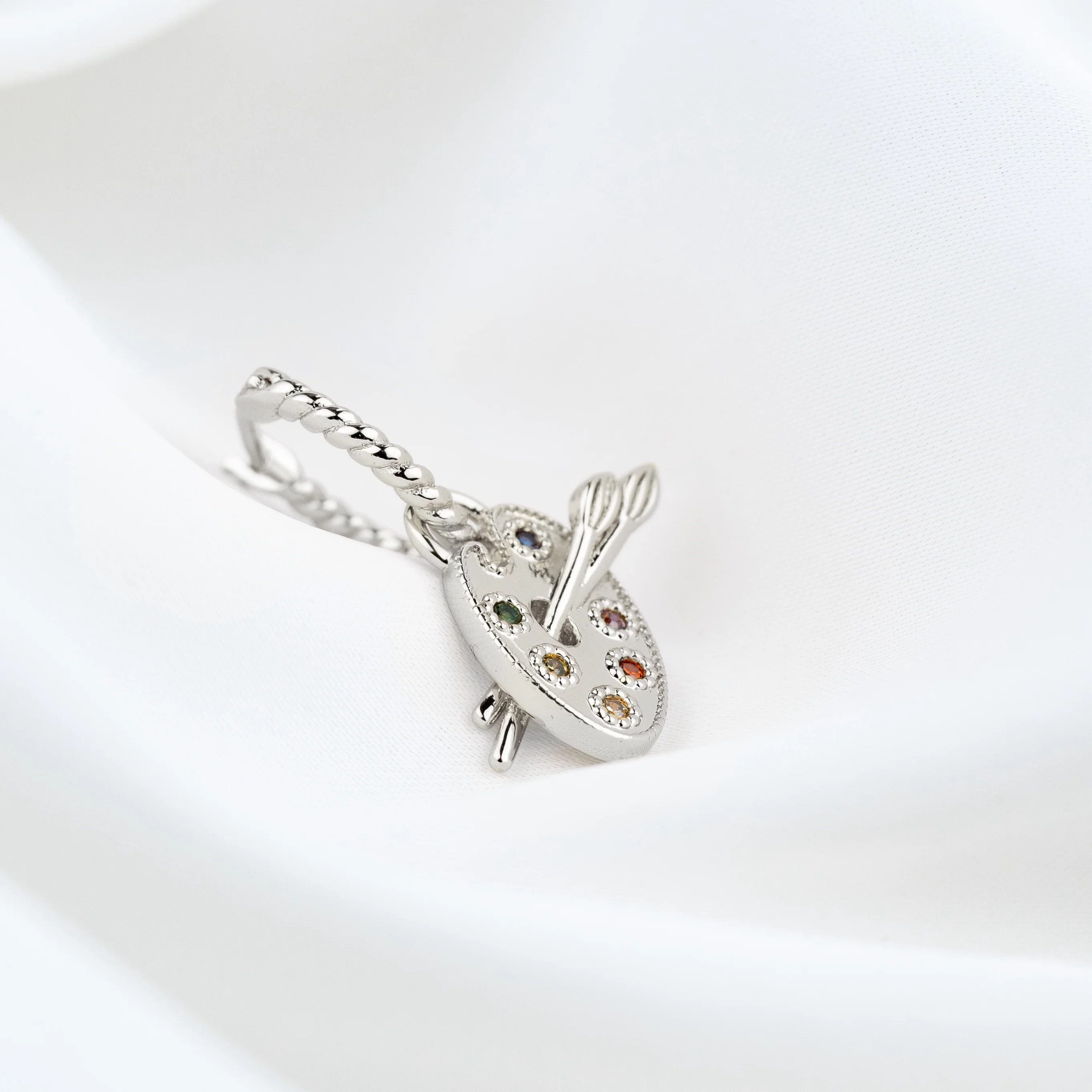 Silver Artists' Palette Earring - Image 3
