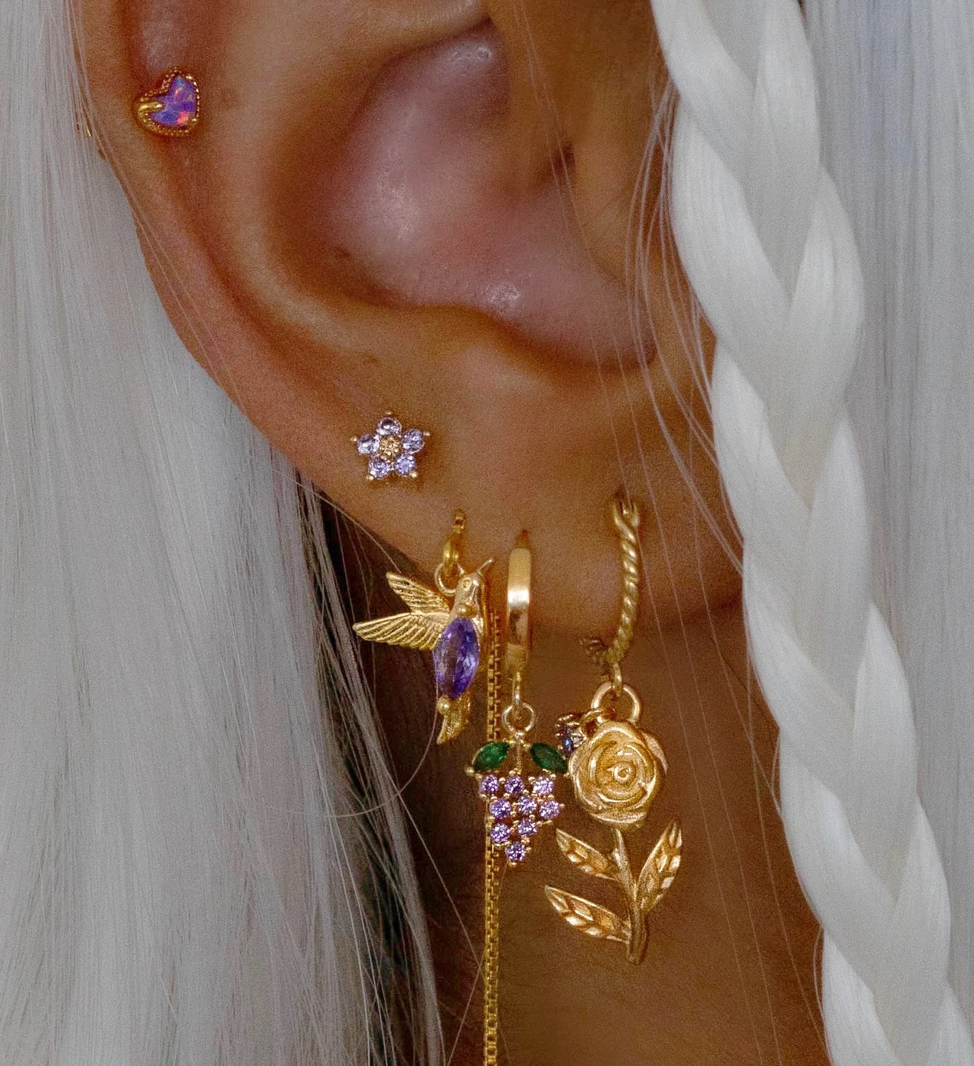 Silver Purple Berries Earring - Image 2