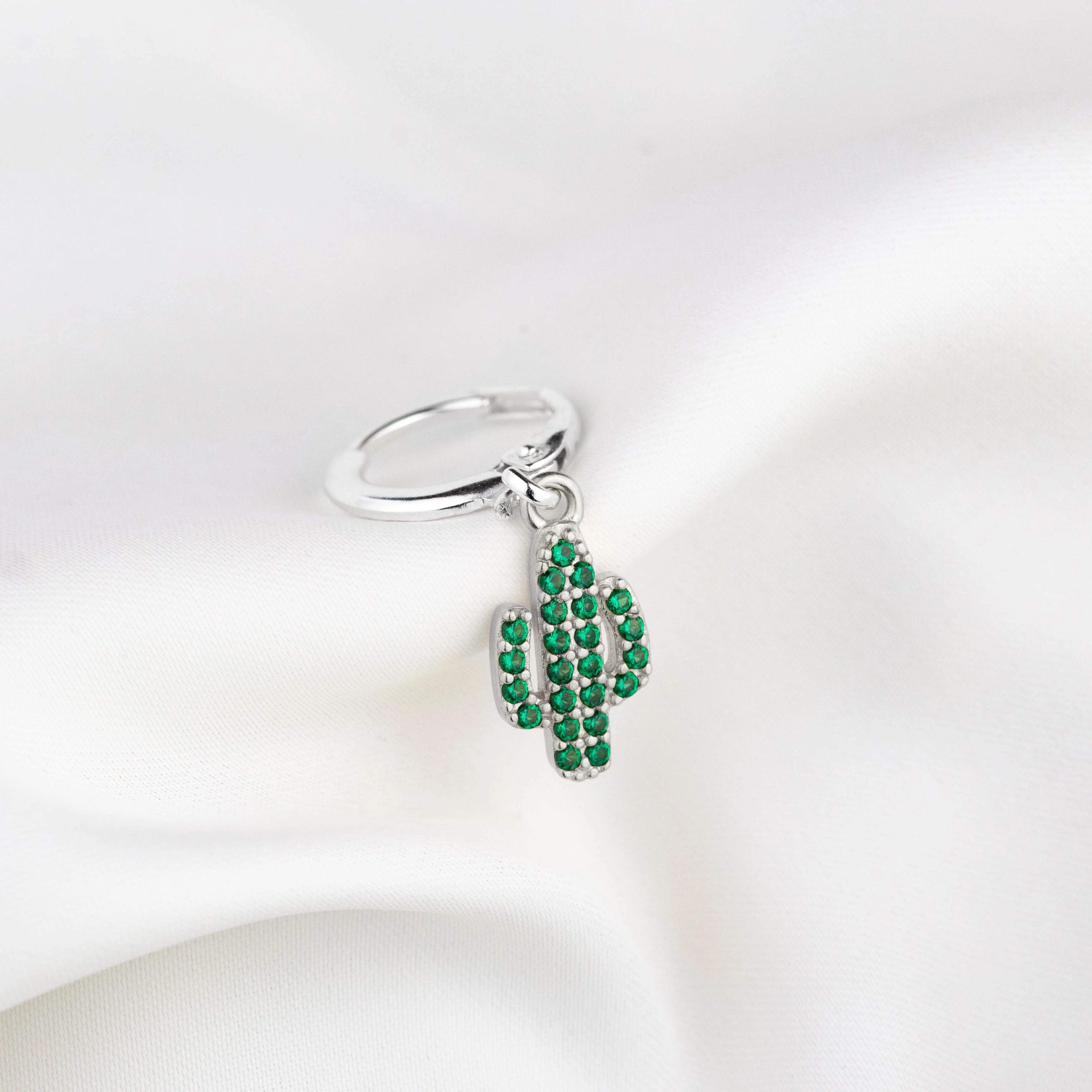 Silver Cactus Earring