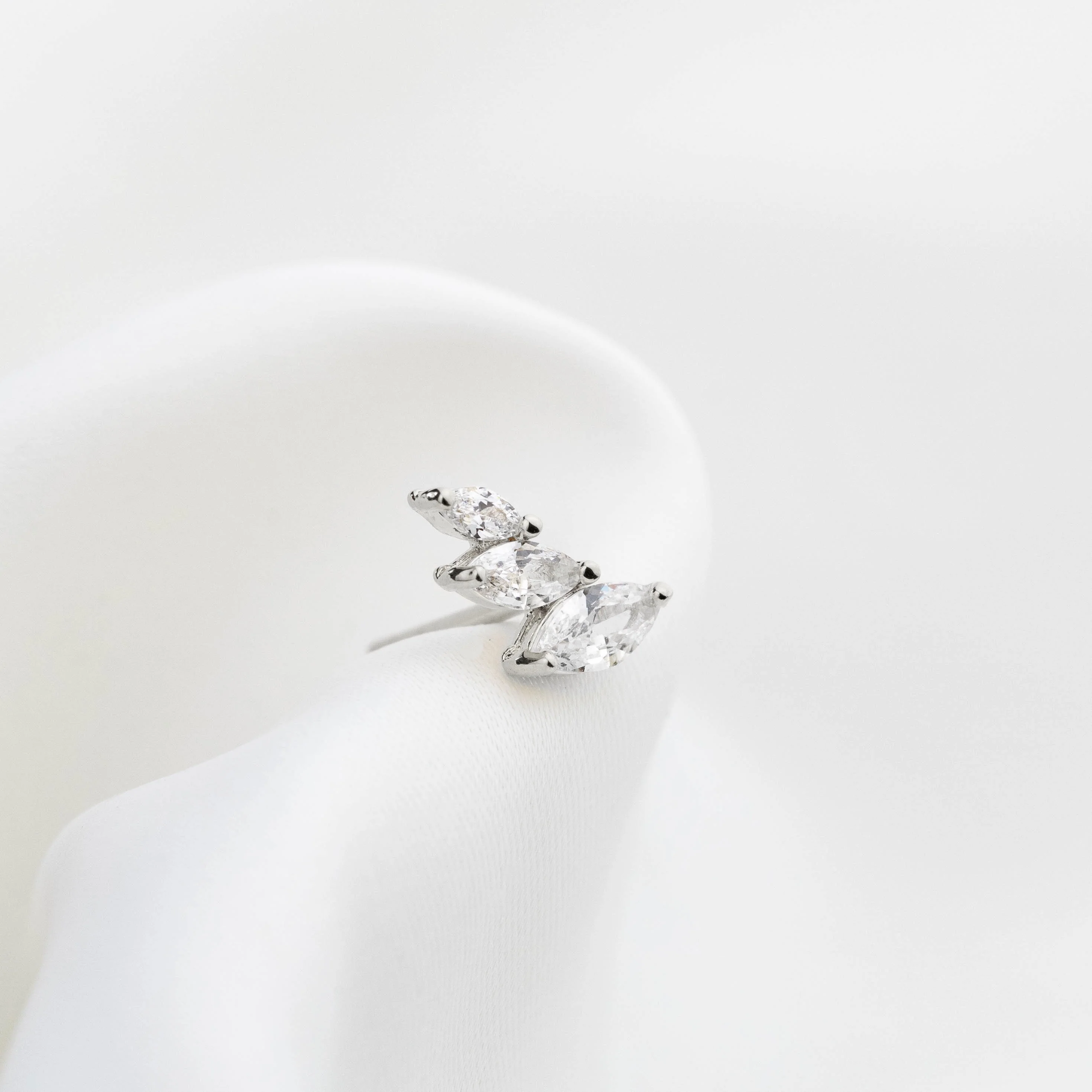 Silver Delicate Marquise Diamonds Stud - Image 3
