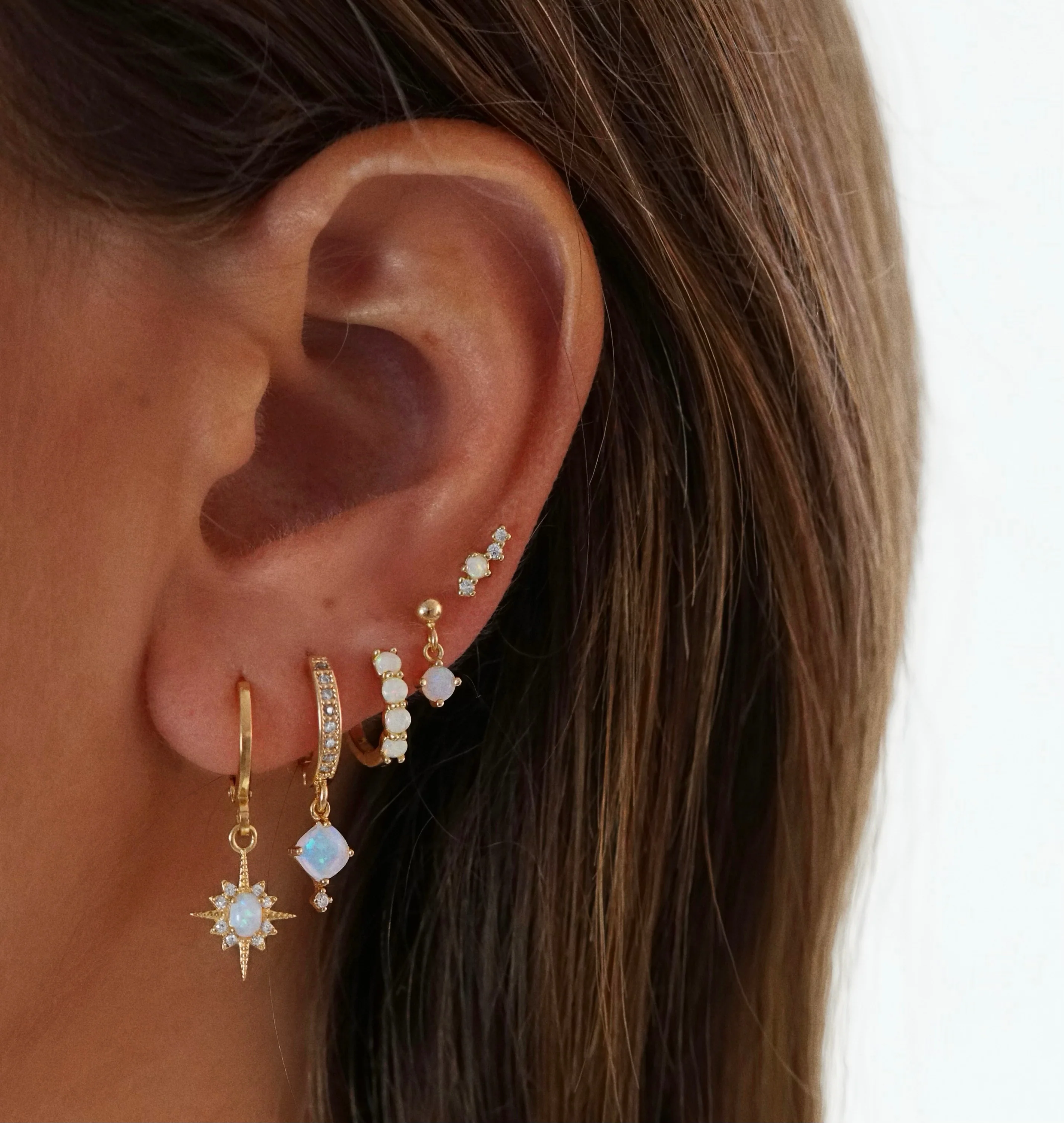 Silver Delicate Opal North Star Earring - Image 3