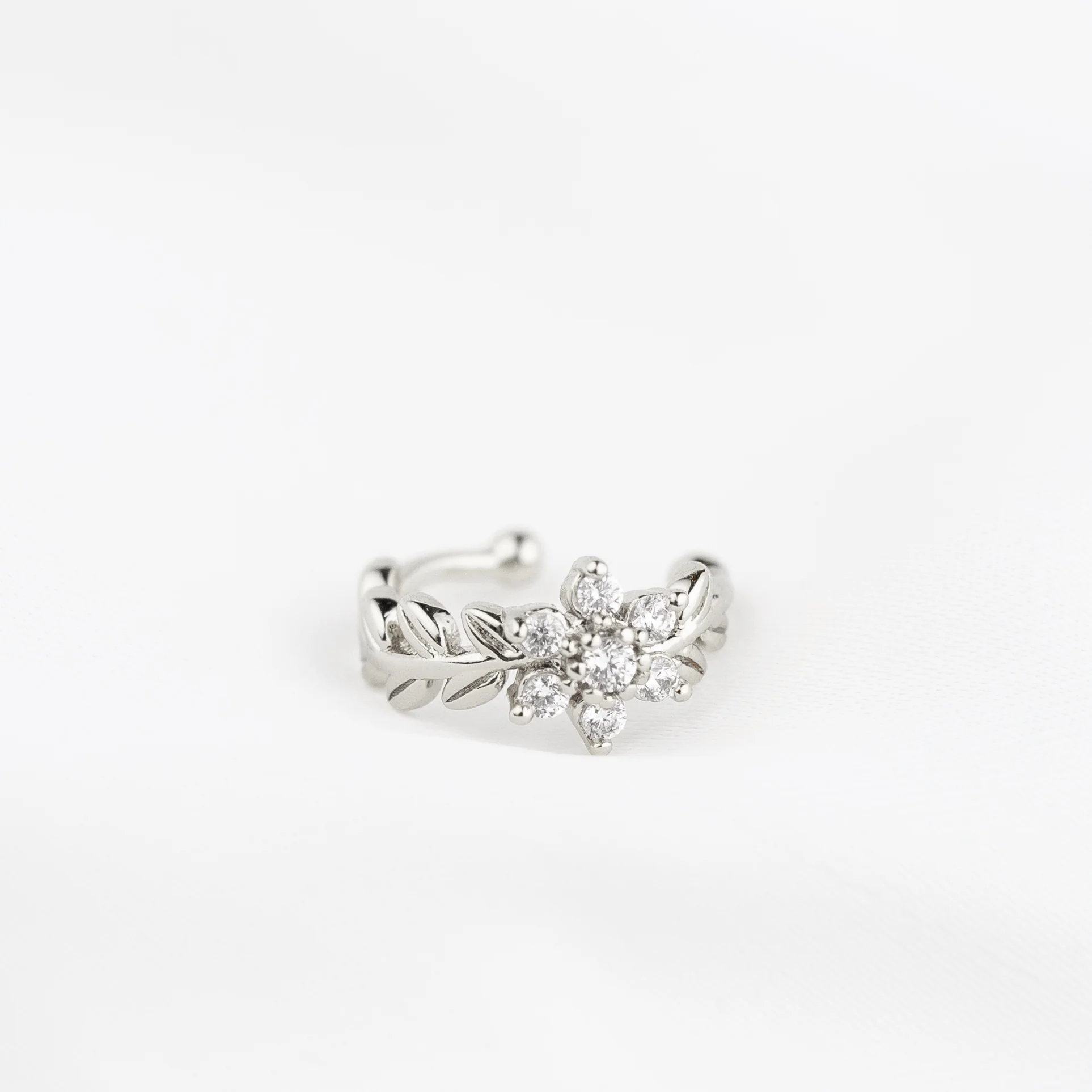 Silver Floral Ear Cuff