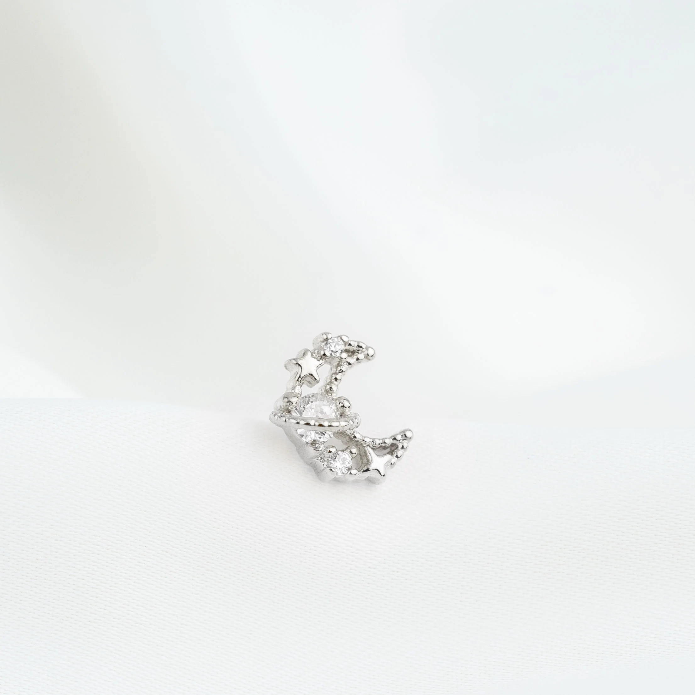 Silver Galaxy Moon Stud