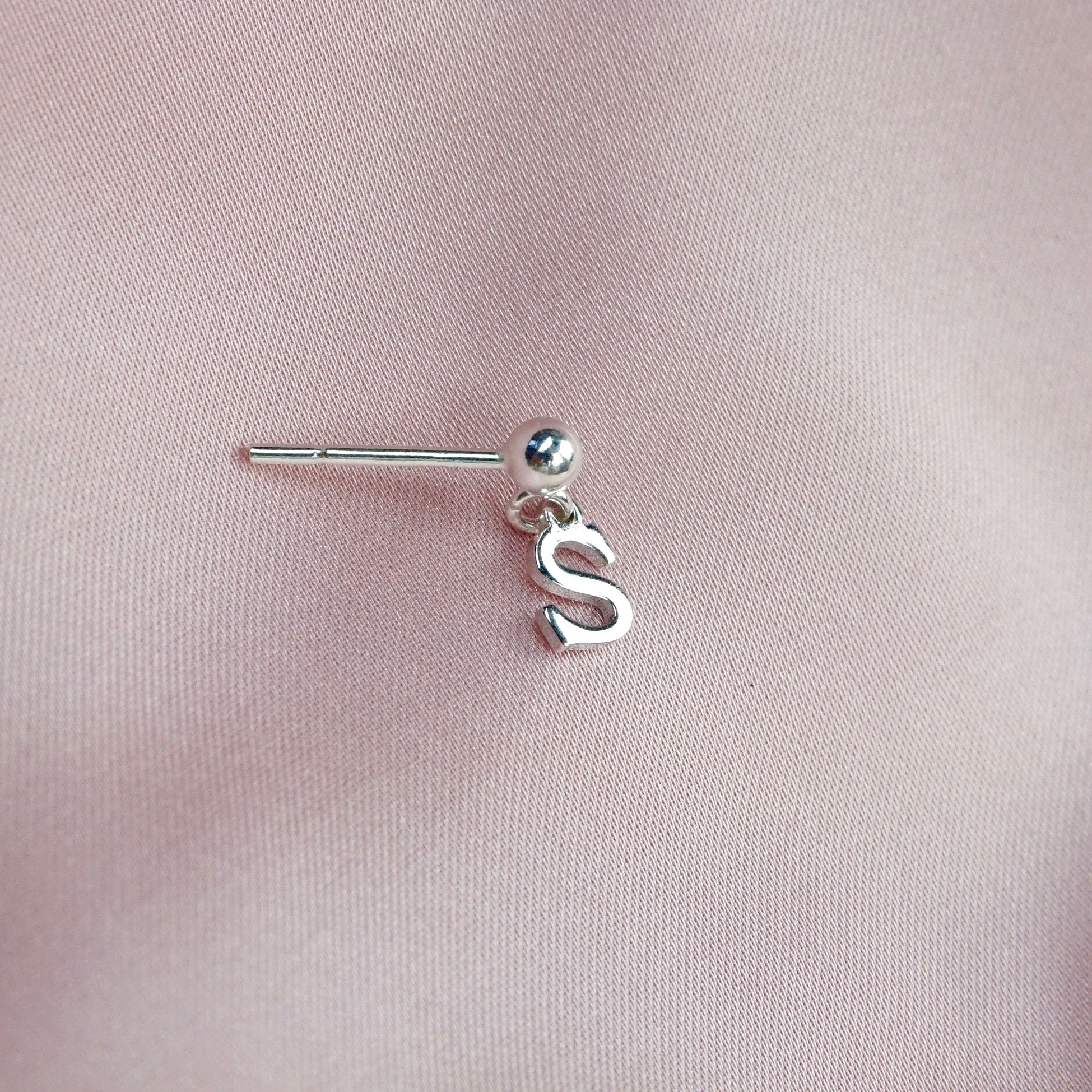 Silver Initial Letter Earpin