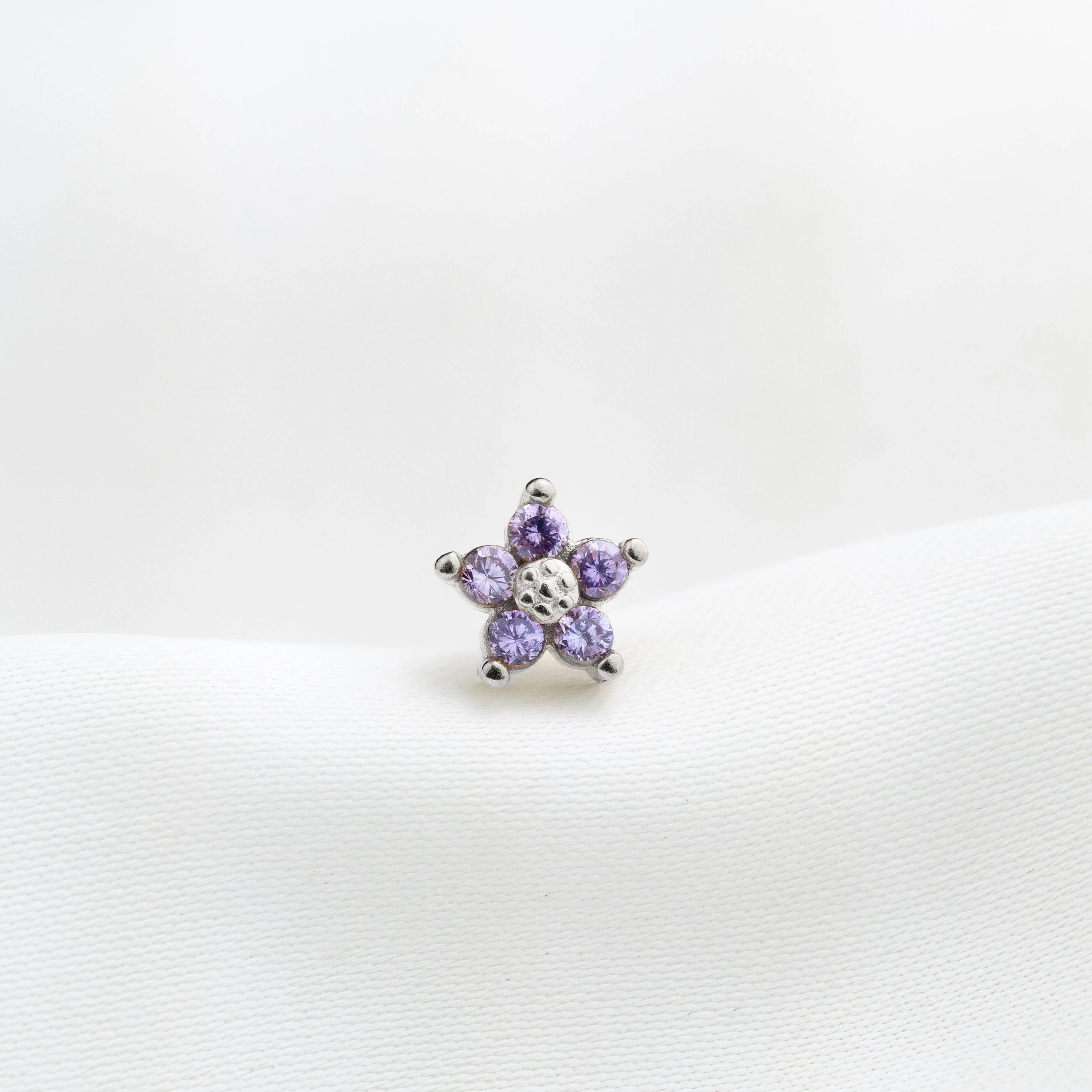 Silver Mini Lilac Flower Stud
