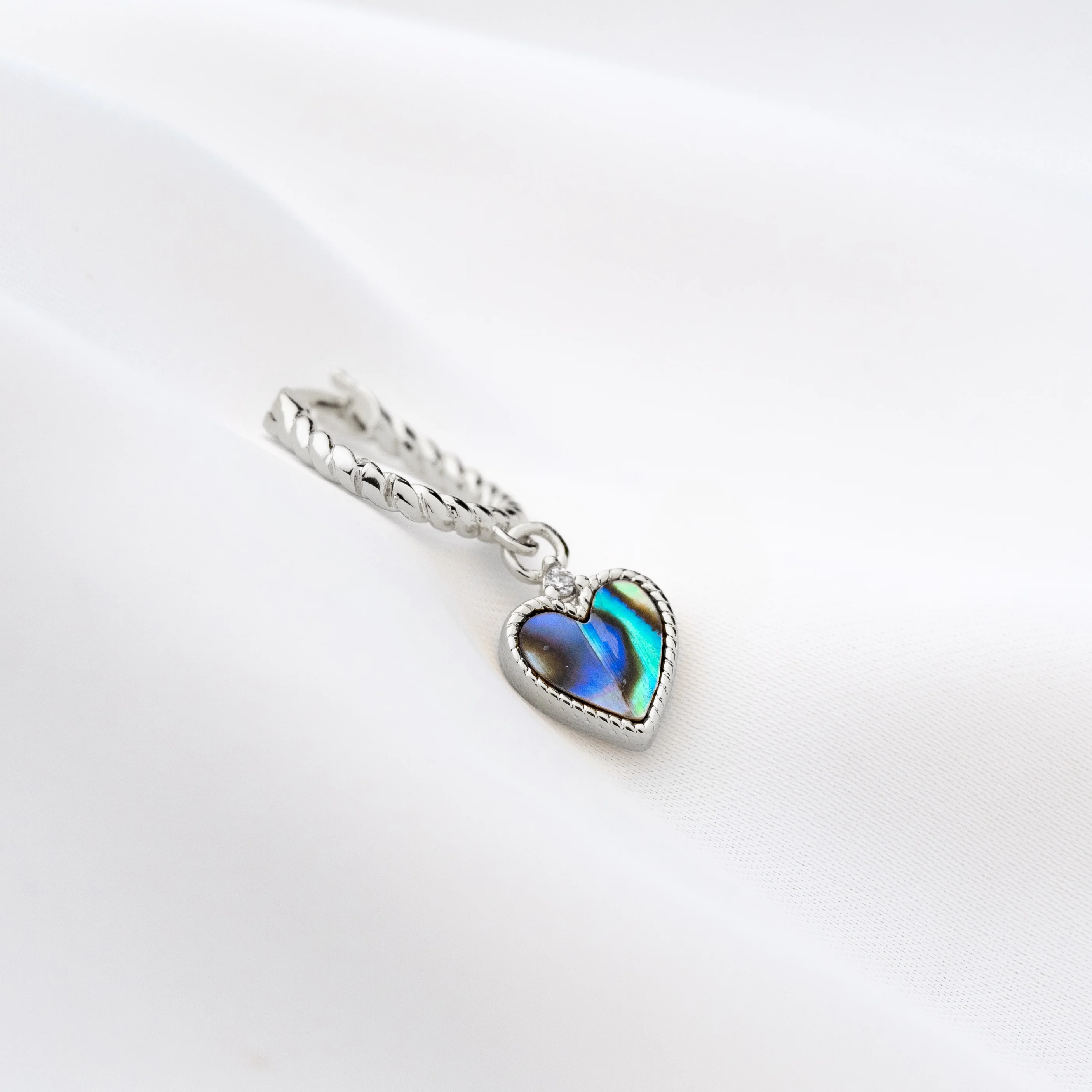 Silver Mother Of Pearl Heart Earring - Image 2