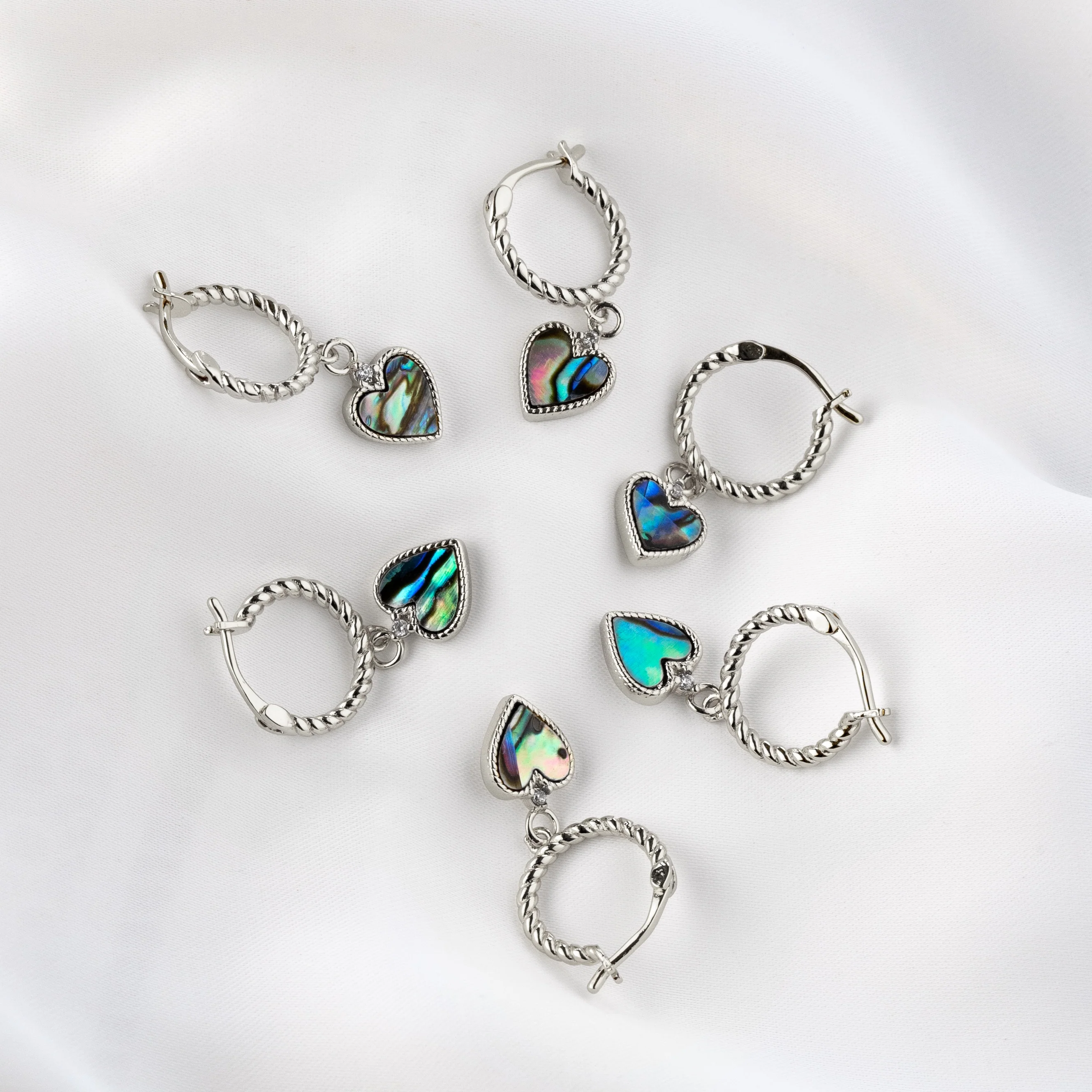 Silver Mother Of Pearl Heart Earring - Image 3