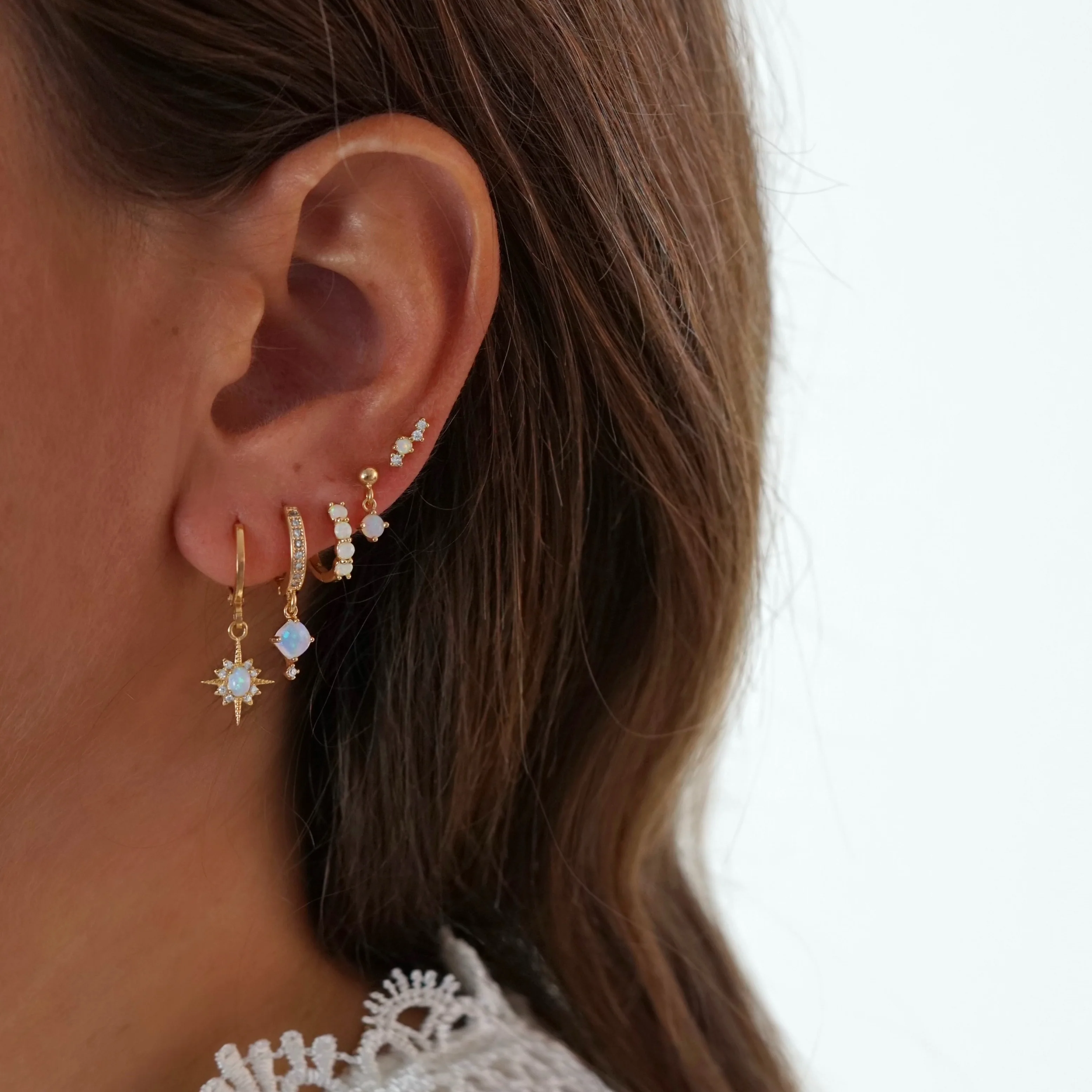 Silver Opals And Diamonds Stud - Image 3
