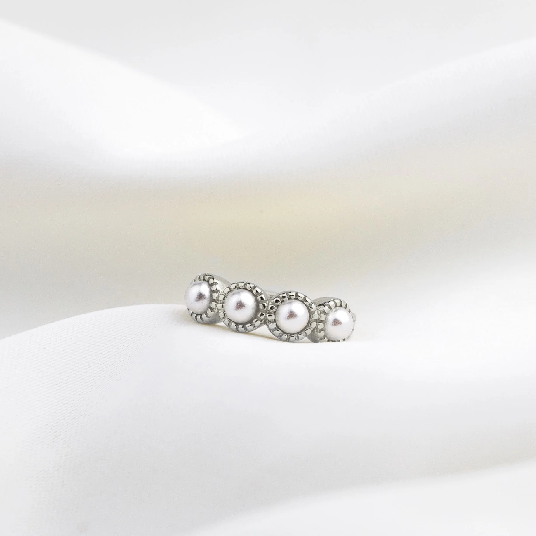 Silver Pearl Hoop - Image 3