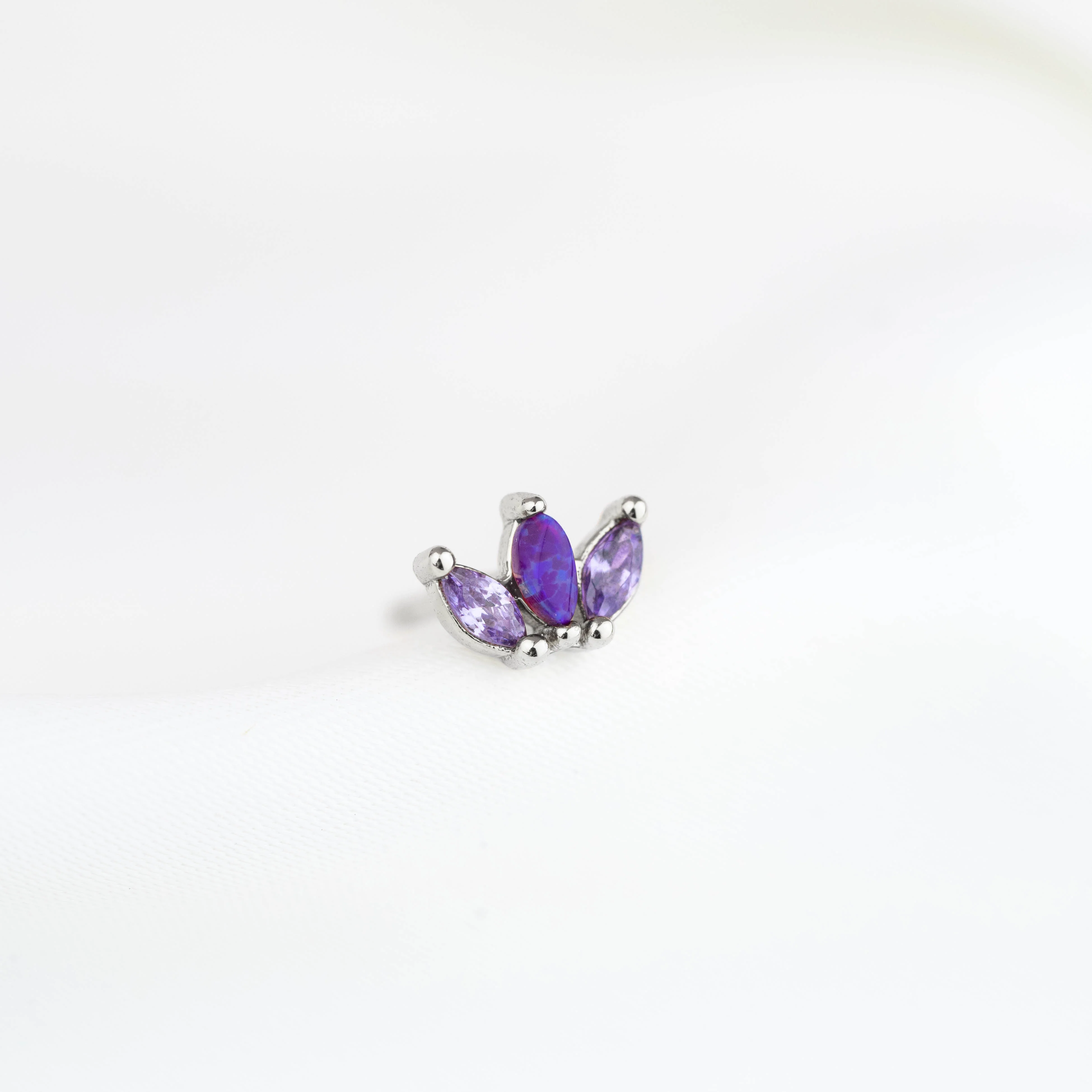 Silver Purple Petal Stud