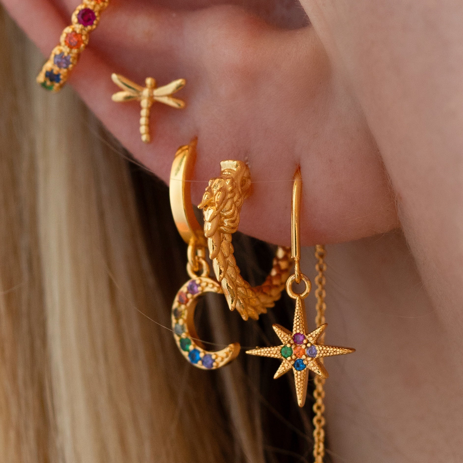 Silver Rainbow Moon Earring - Image 3