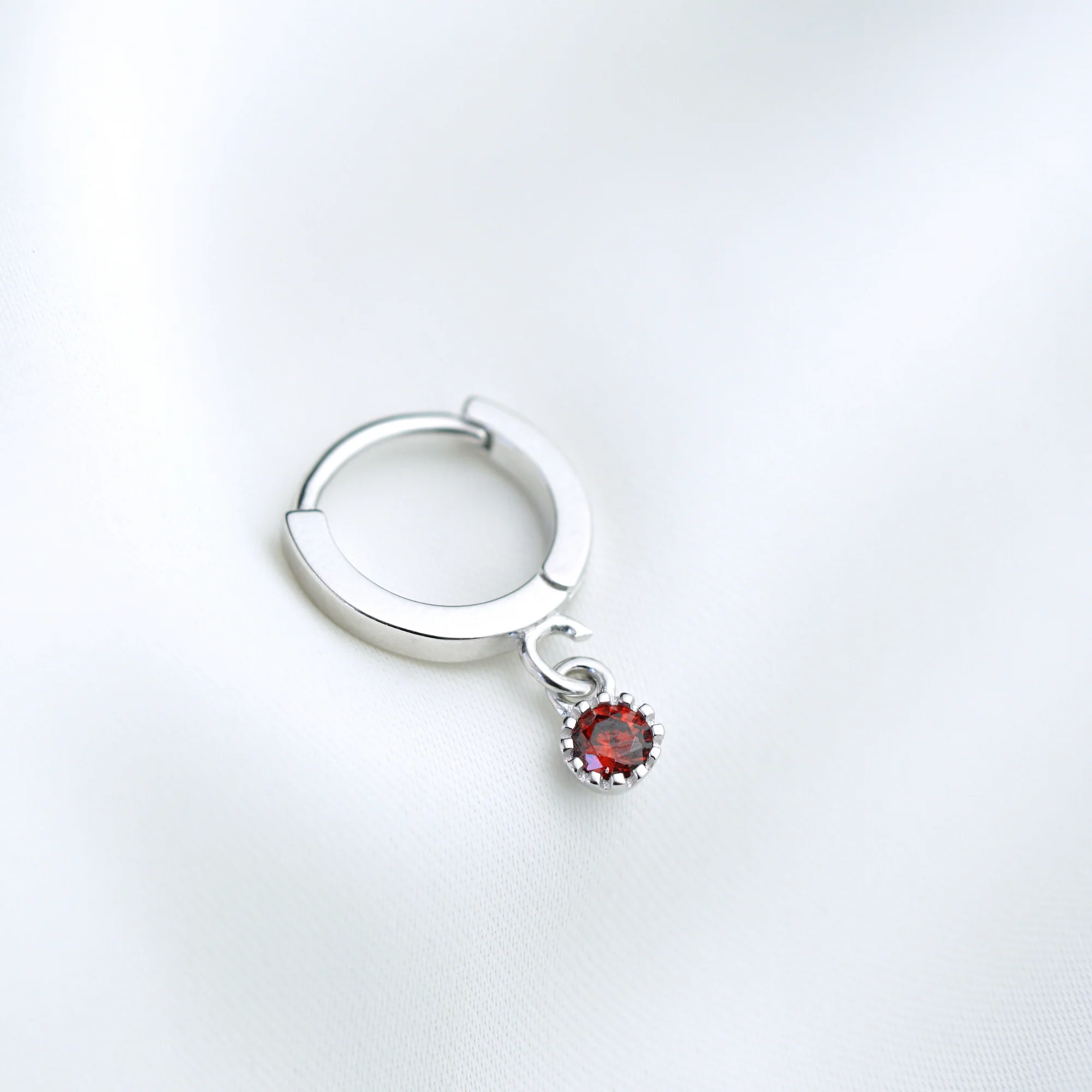 Silver Small Birthstone Earring - Image 4