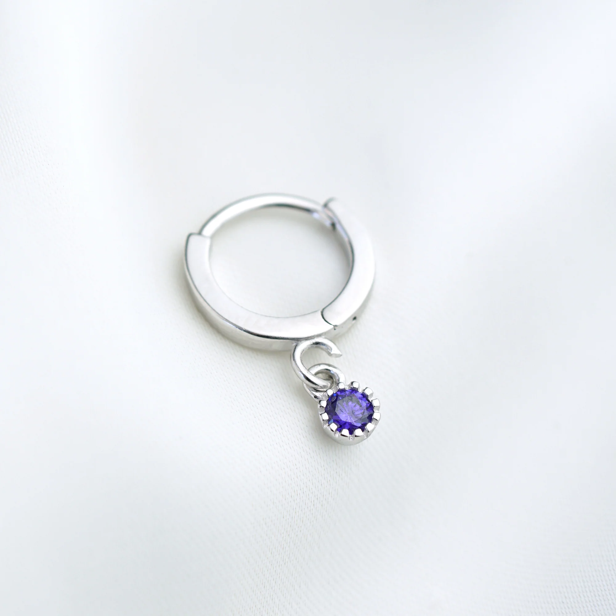 Silver Small Birthstone Earring - Image 5