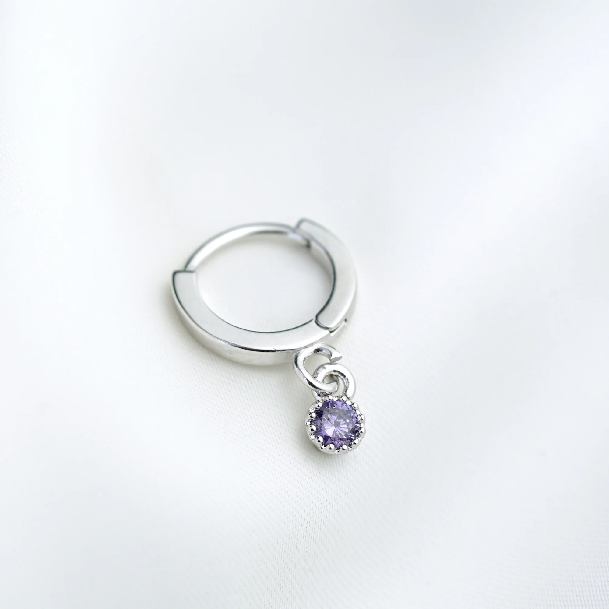 Silver Small Birthstone Earring - Image 9