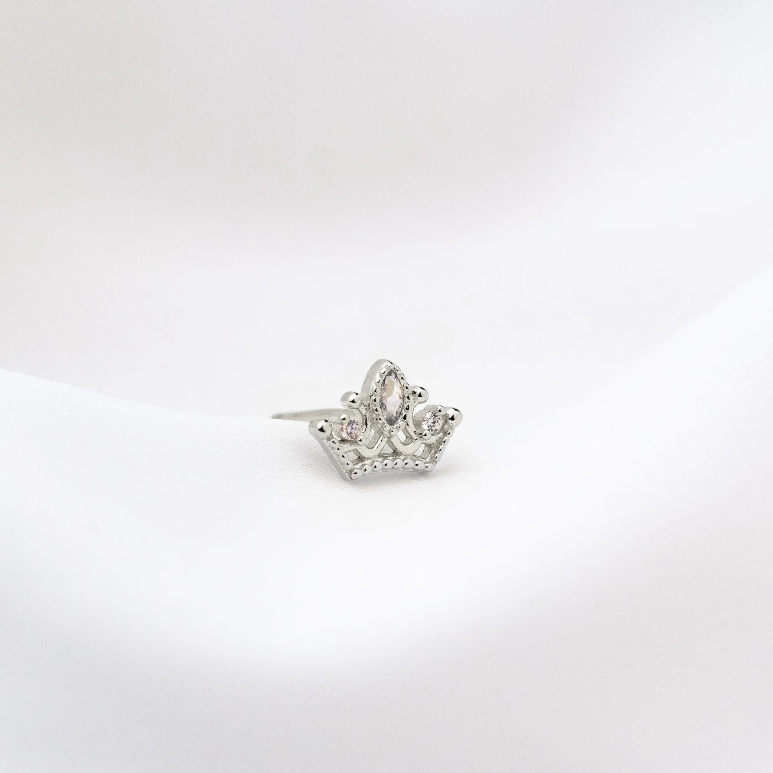 Silver Sparkling Crown Stud - Image 2