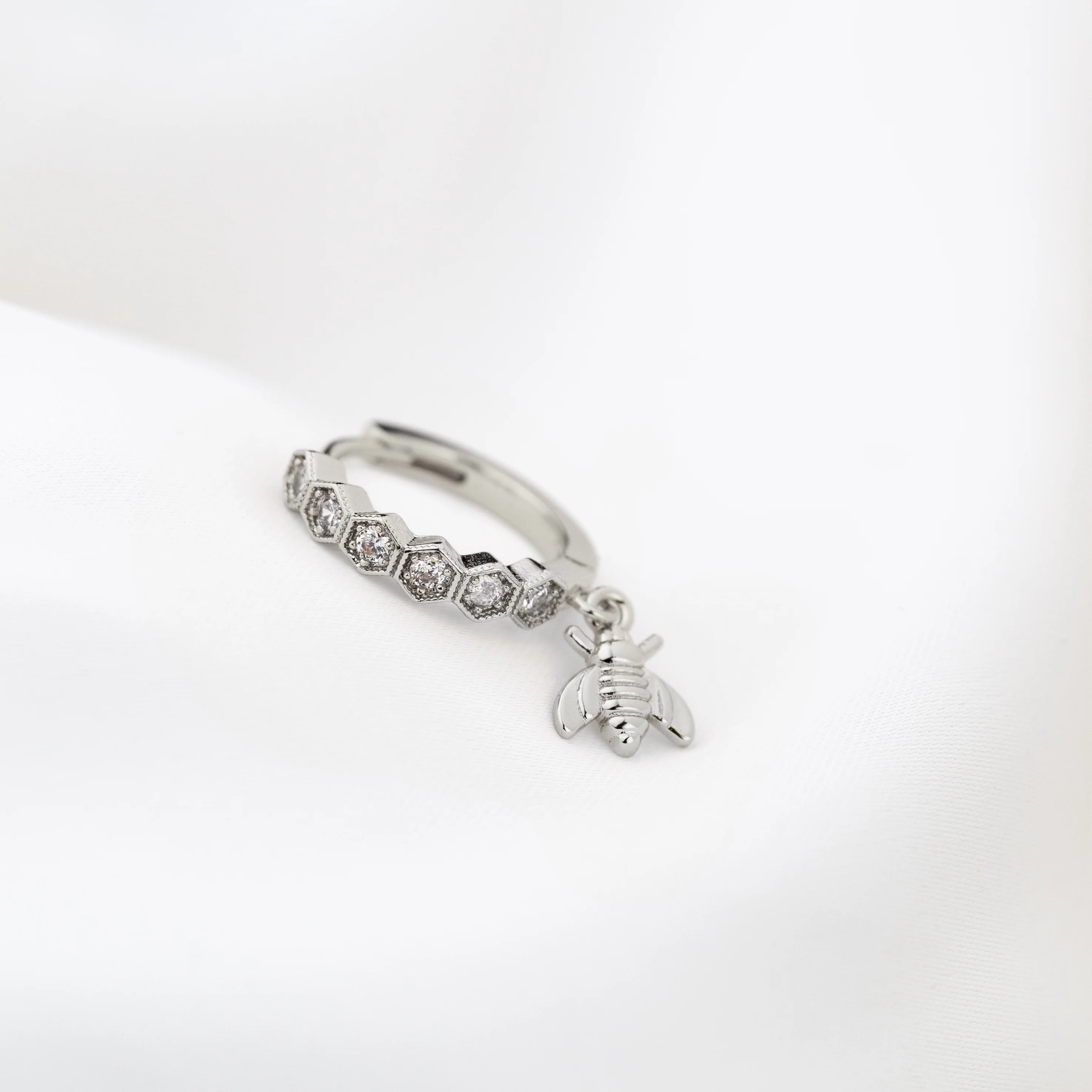 Silver Tiny Honey Bee Earring