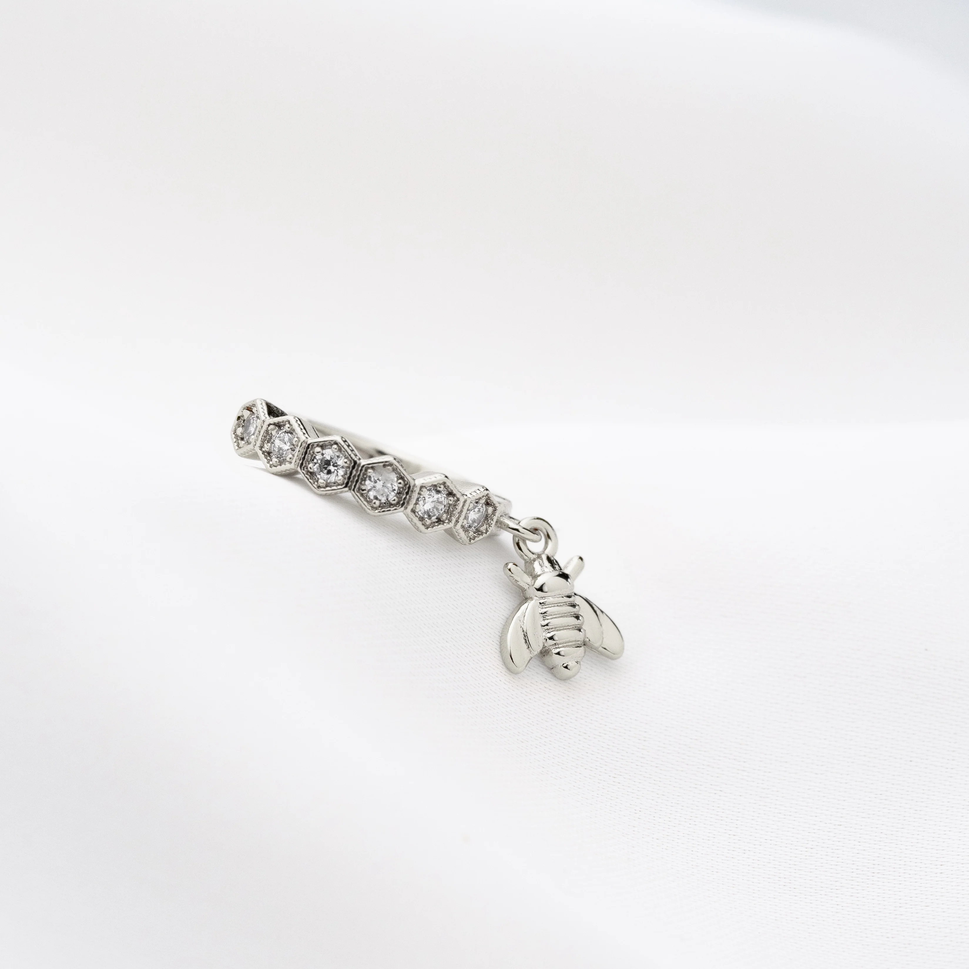 Silver Tiny Honey Bee Earring - Image 3
