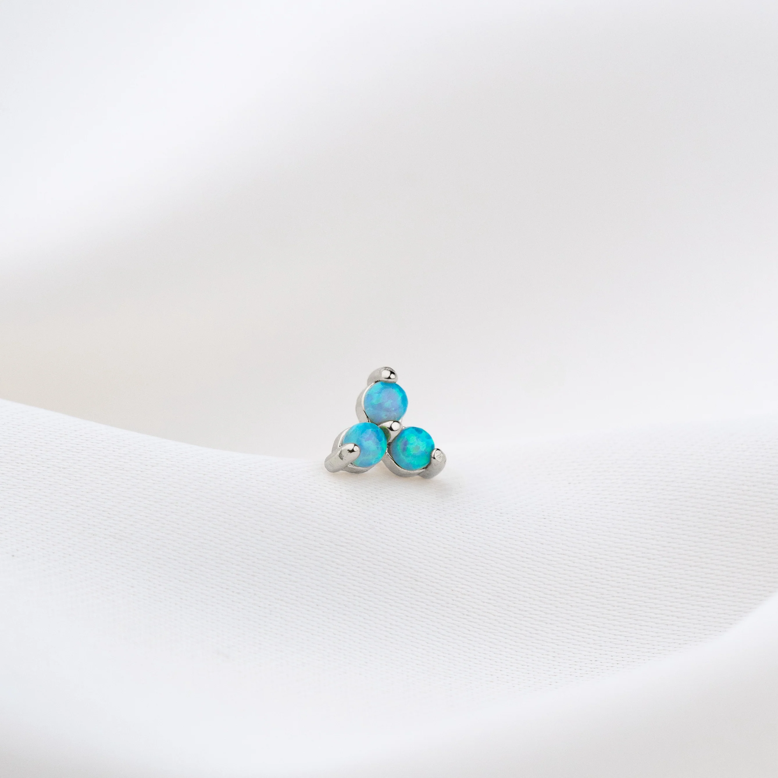 Silver Triple Turquoise Opal Stud