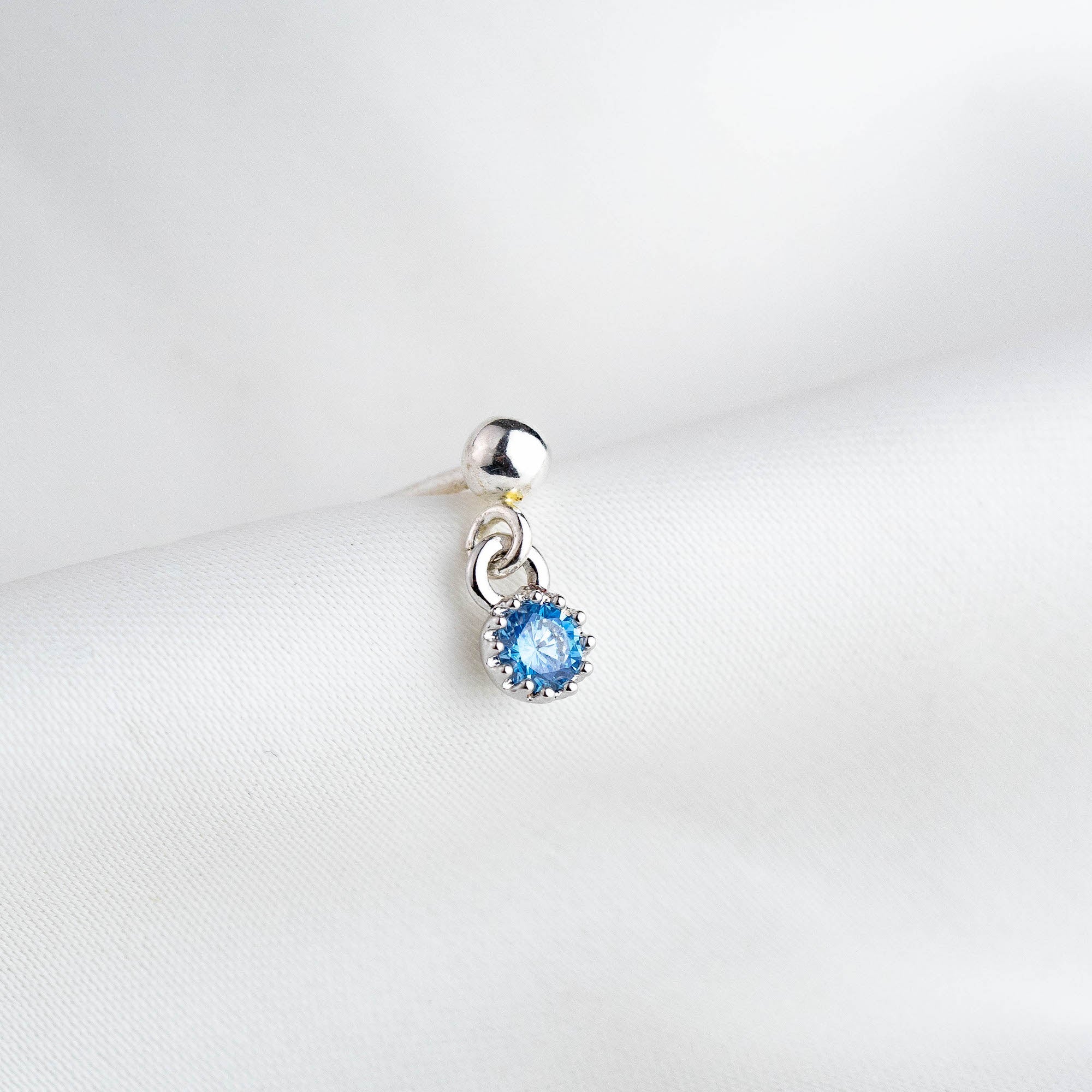 Silver Turquoise Zirconia Earpin