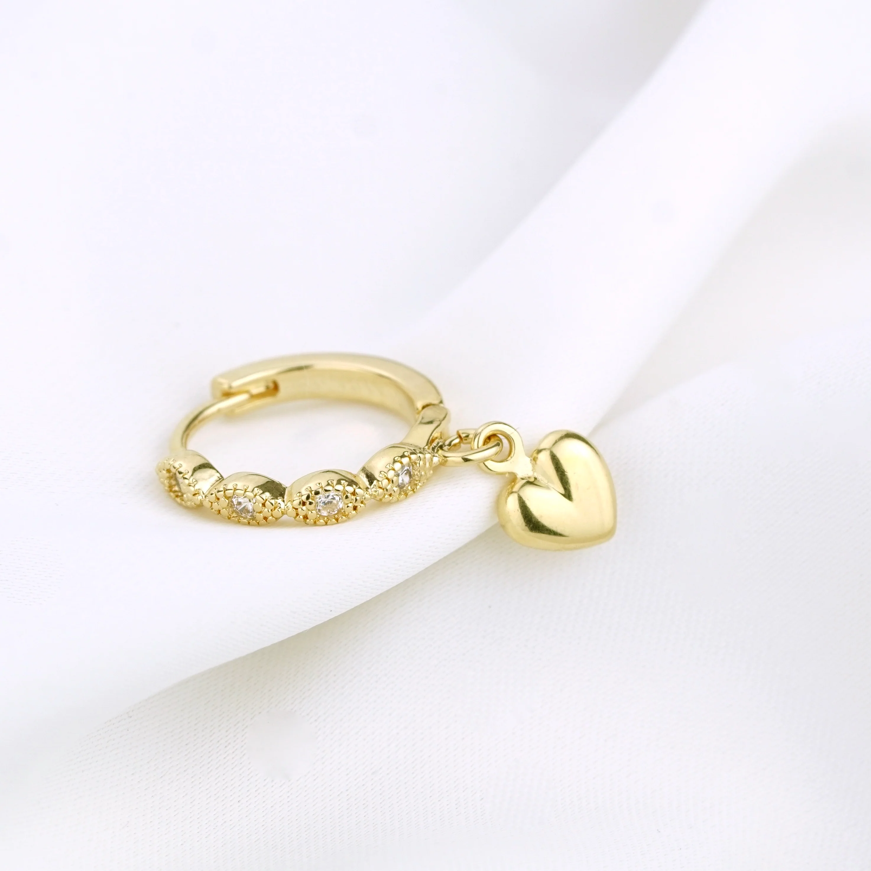 Small Heart Delicate Hoop Earring