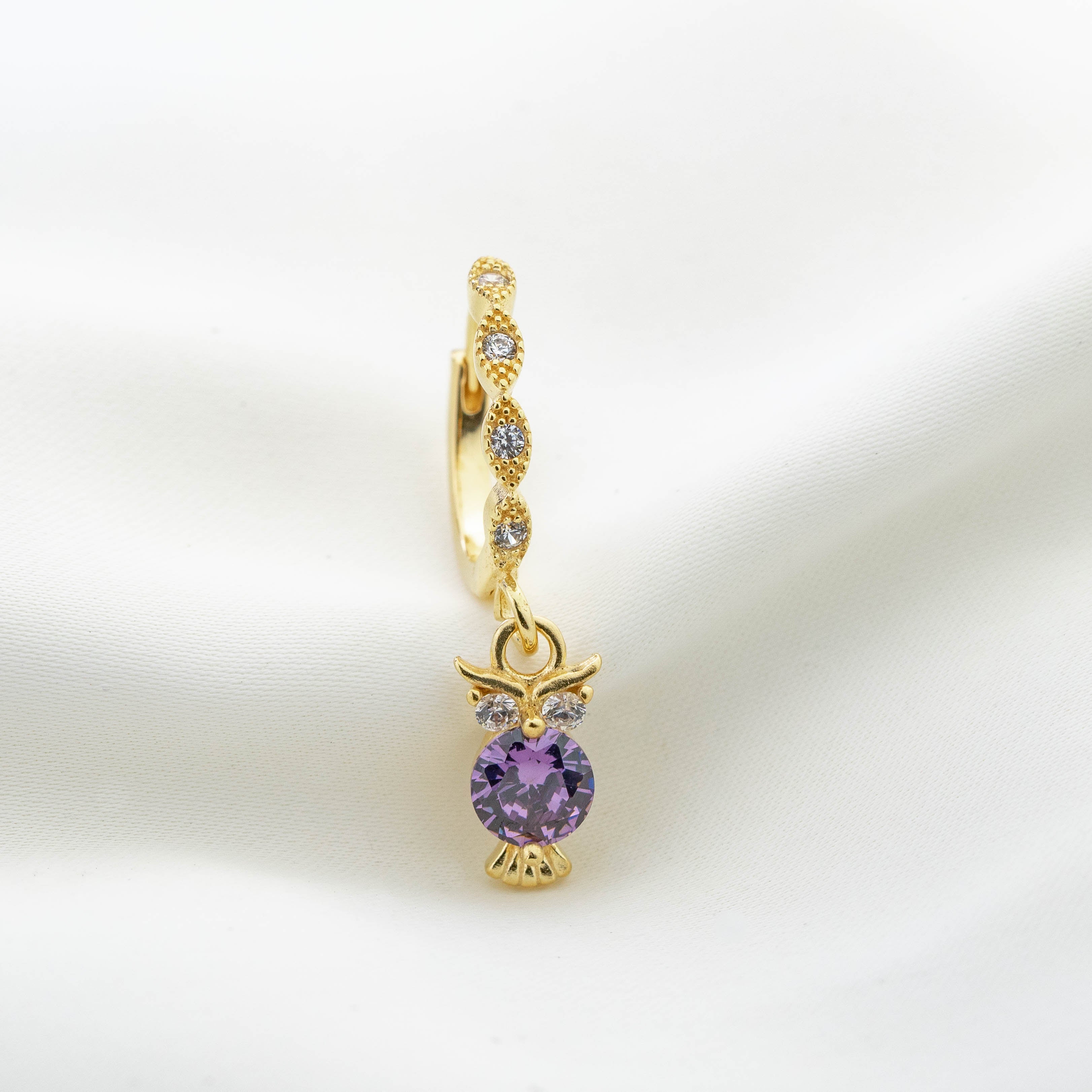 Small Violet Owl Earring - Image 3