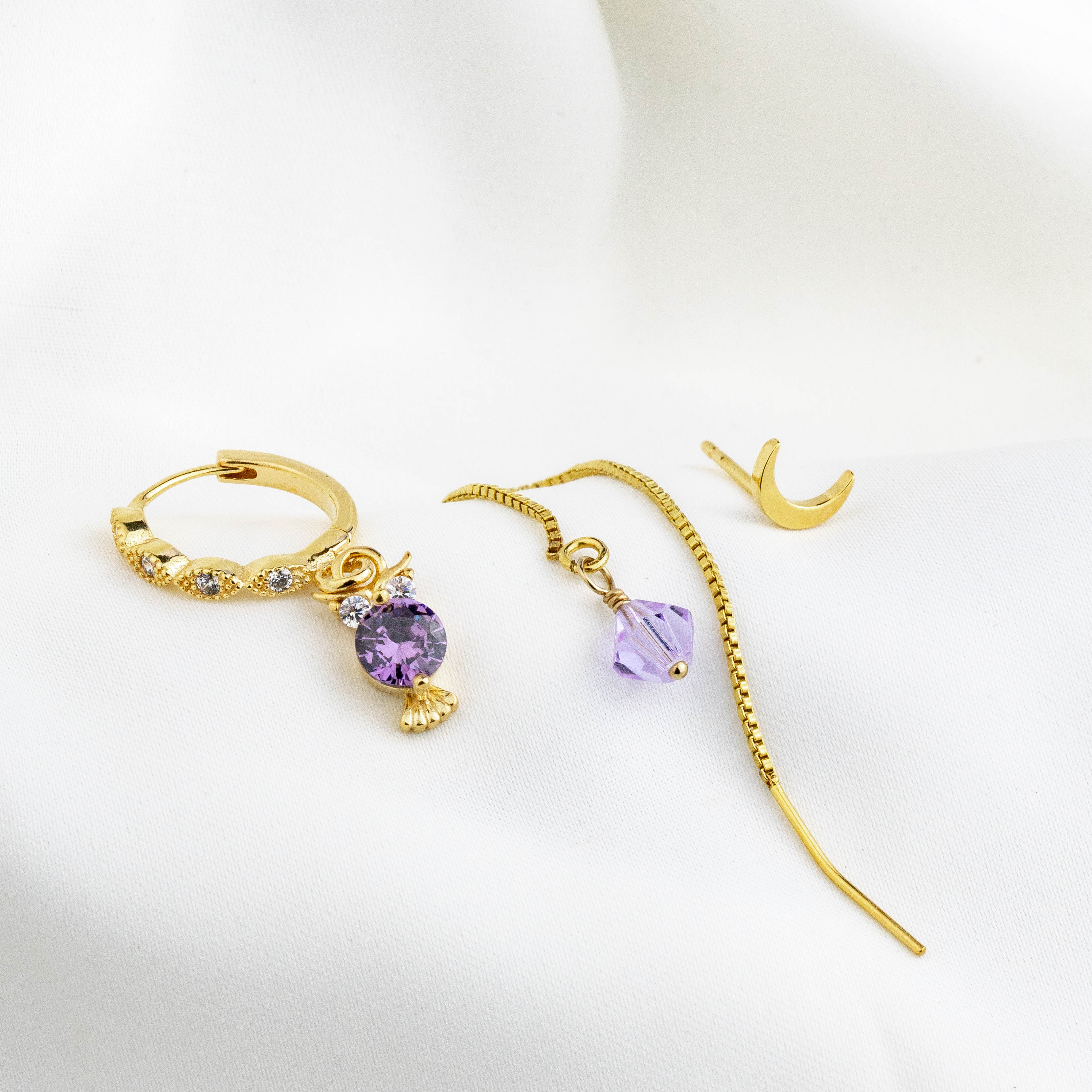 Small Violet Owl Earring - Image 4