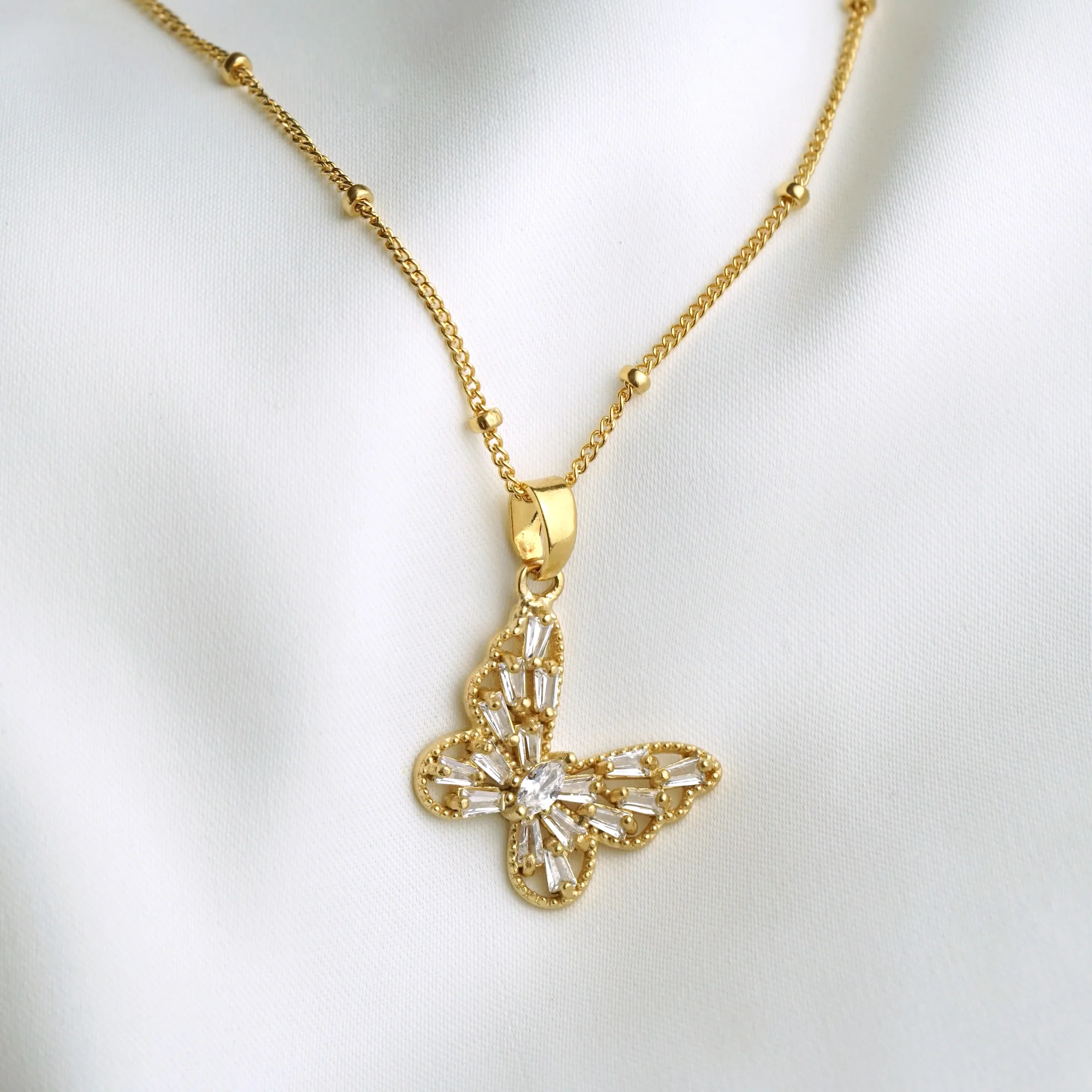 Sparkling Diamonds Butterfly Necklace - Image 3