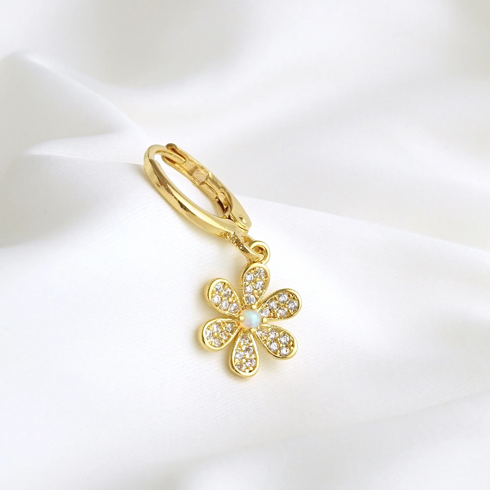 Sparkling Opal Flower Earring - Image 2