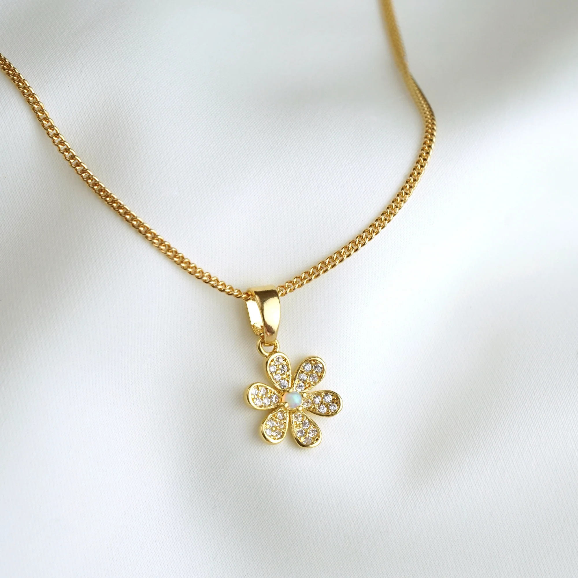 Sparkling Opal Flower Necklace - Image 3